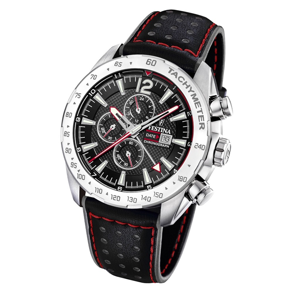 Festina Herren Armbanduhr Chronograph Sport F20440/4 Leder schwarz UF20440/4