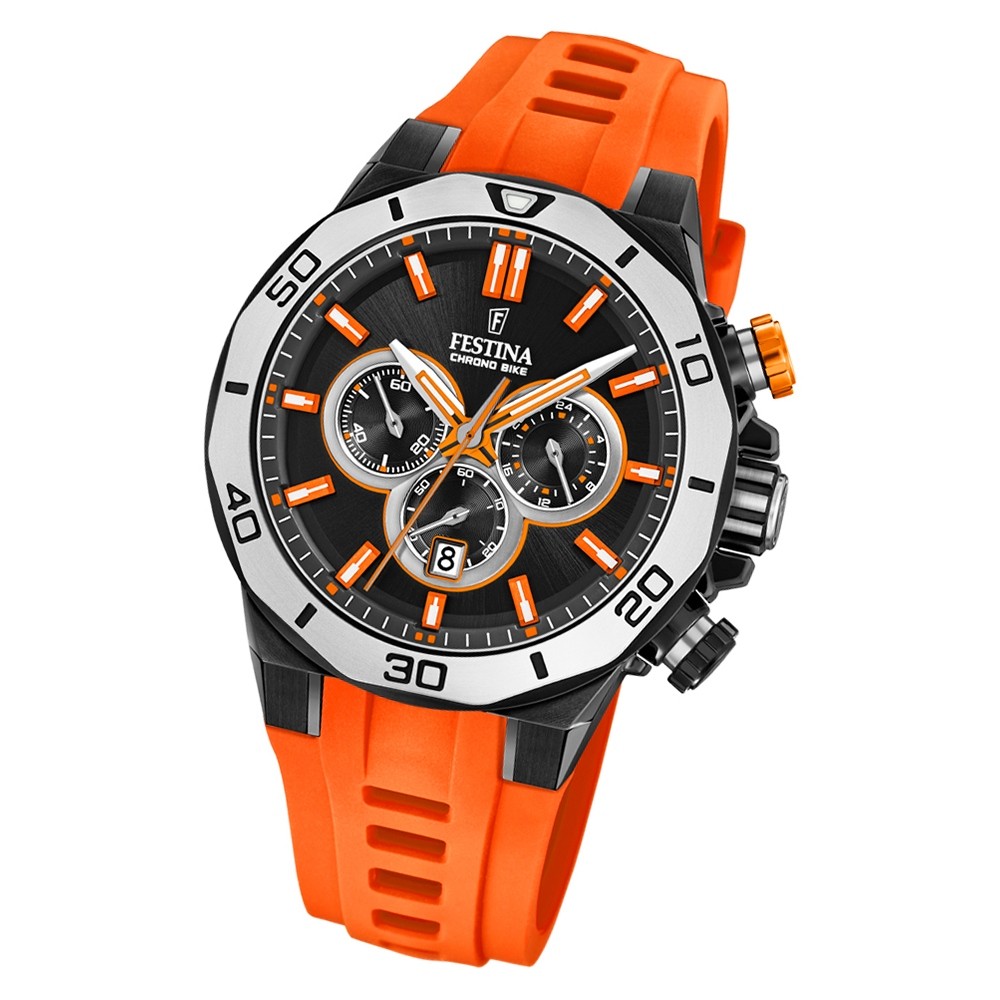 Festina Herren Armbanduhr Chrono Bike F20450/2 Quarz Silikon orange UF20450/2