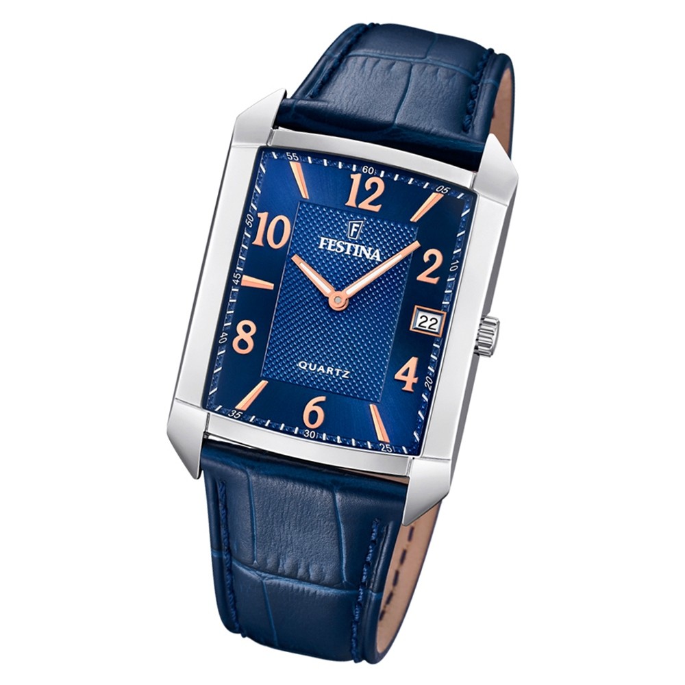 Festina Herren Armbanduhr Klassik F20464/2 Quarz Leder blau UF20464/2