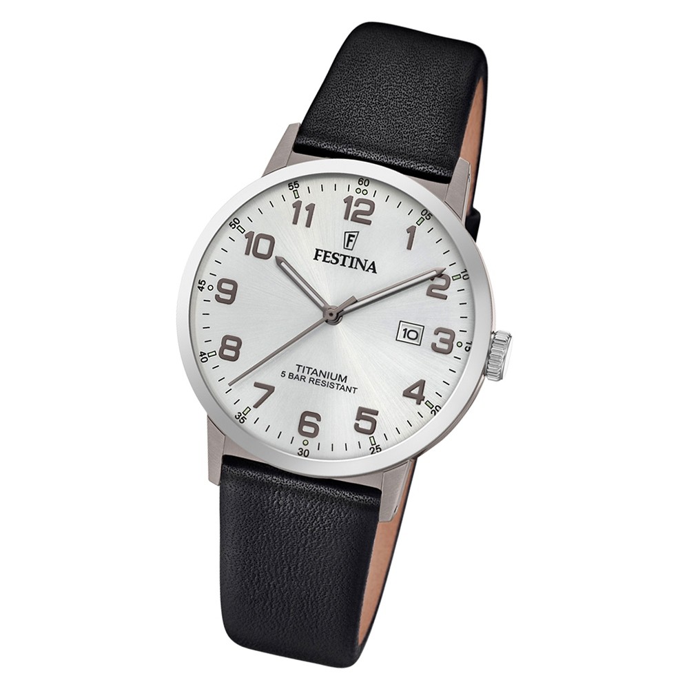Festina Herren Armbanduhr Klassik F20471/1 Quarz Leder schwarz UF20471/1