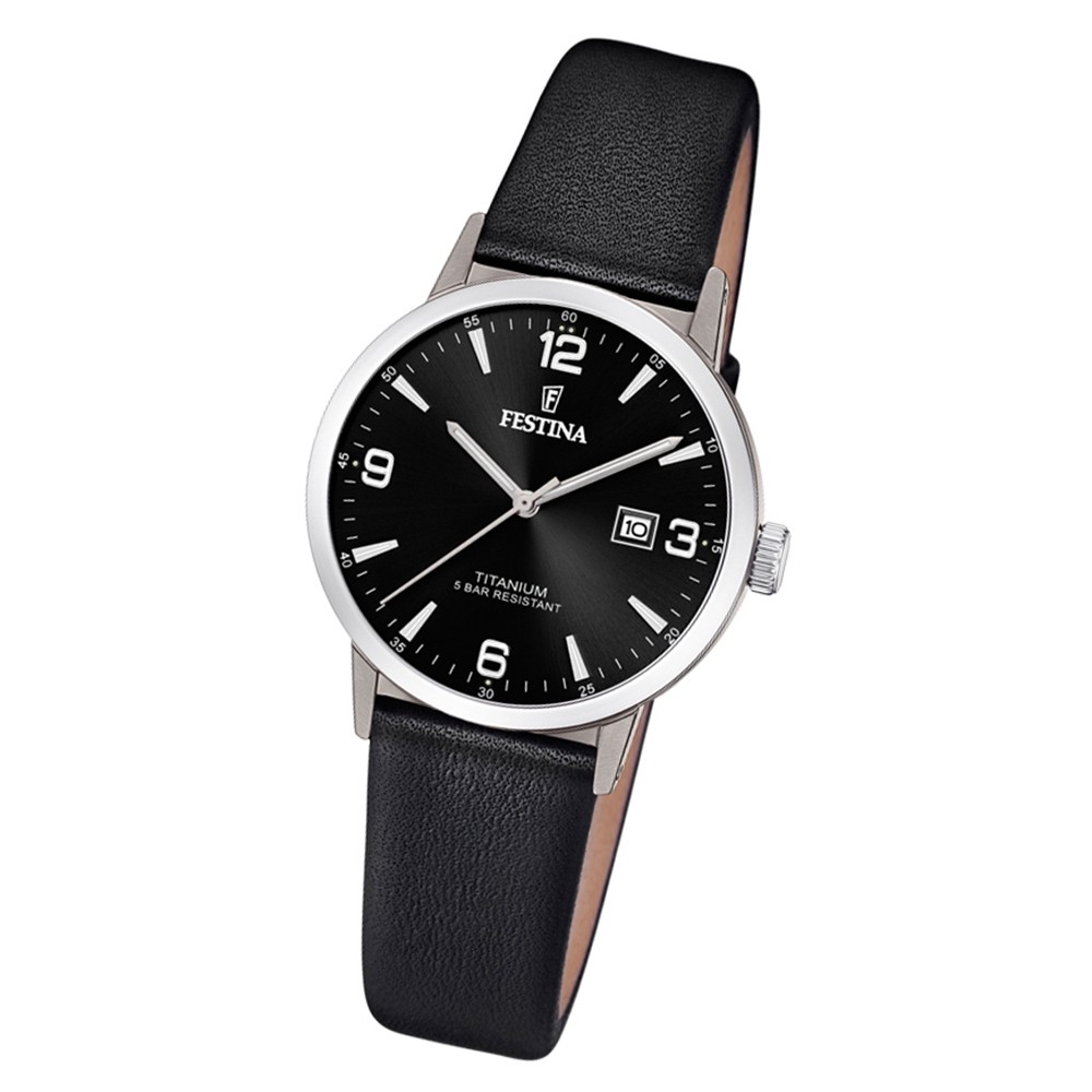 Festina Damen Armbanduhr Klassik F20472/3 Quarz Leder schwarz UF20472/3