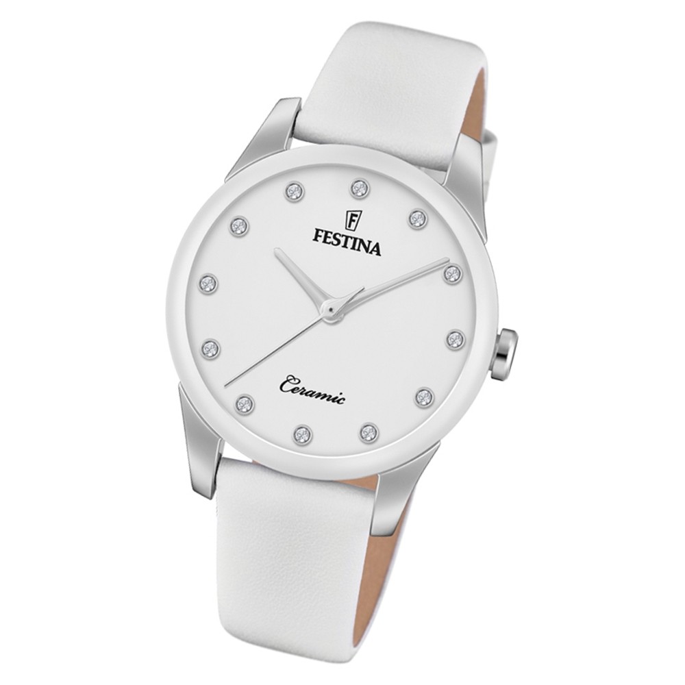 Festina Damen Armbanduhr Trend F20473/1 Quarz Leder weiß UF20473/1