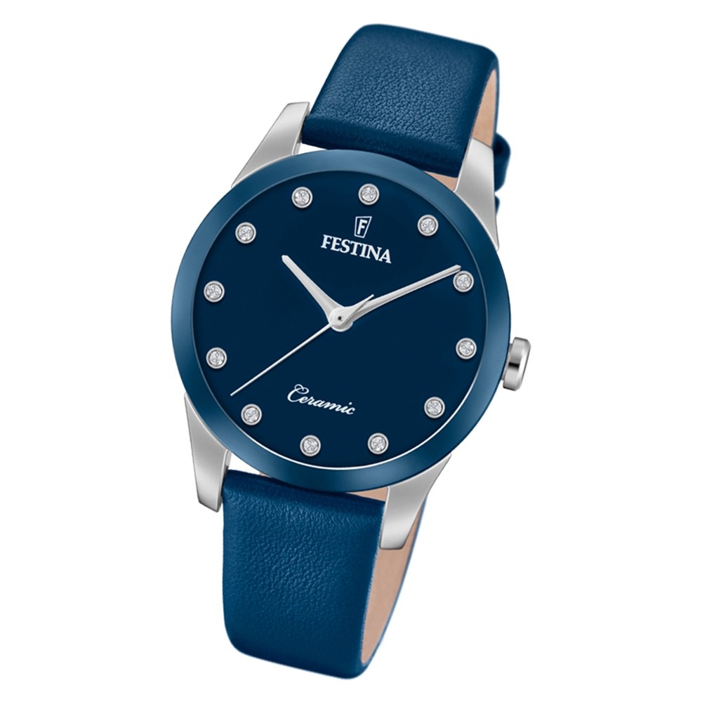 Festina Damen Armbanduhr Trend F20473/2 Quarz Leder blau UF20473/2