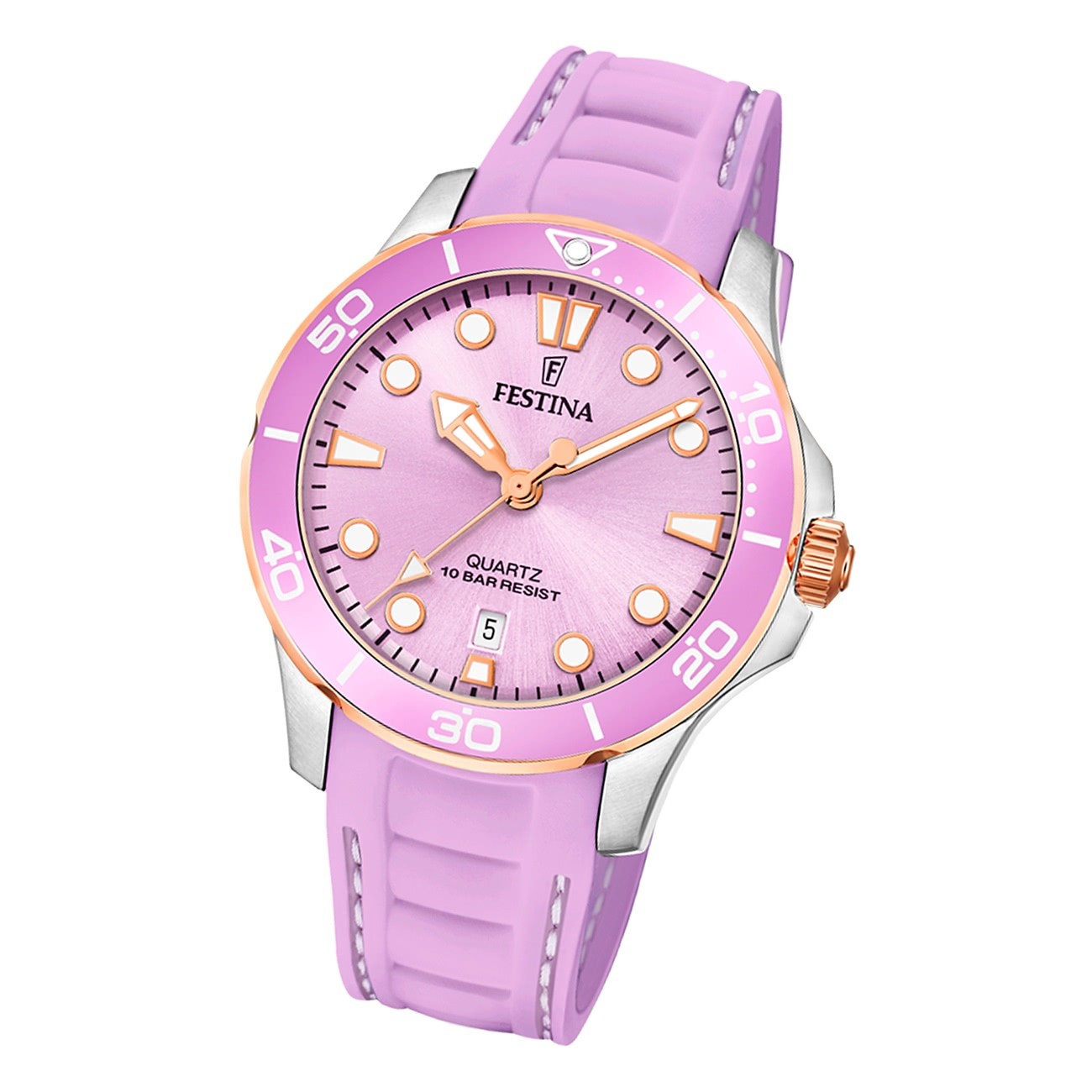 Festina Damen Armbanduhr Boyfriend F20502/3 Analog Silikon pink UF20502/3