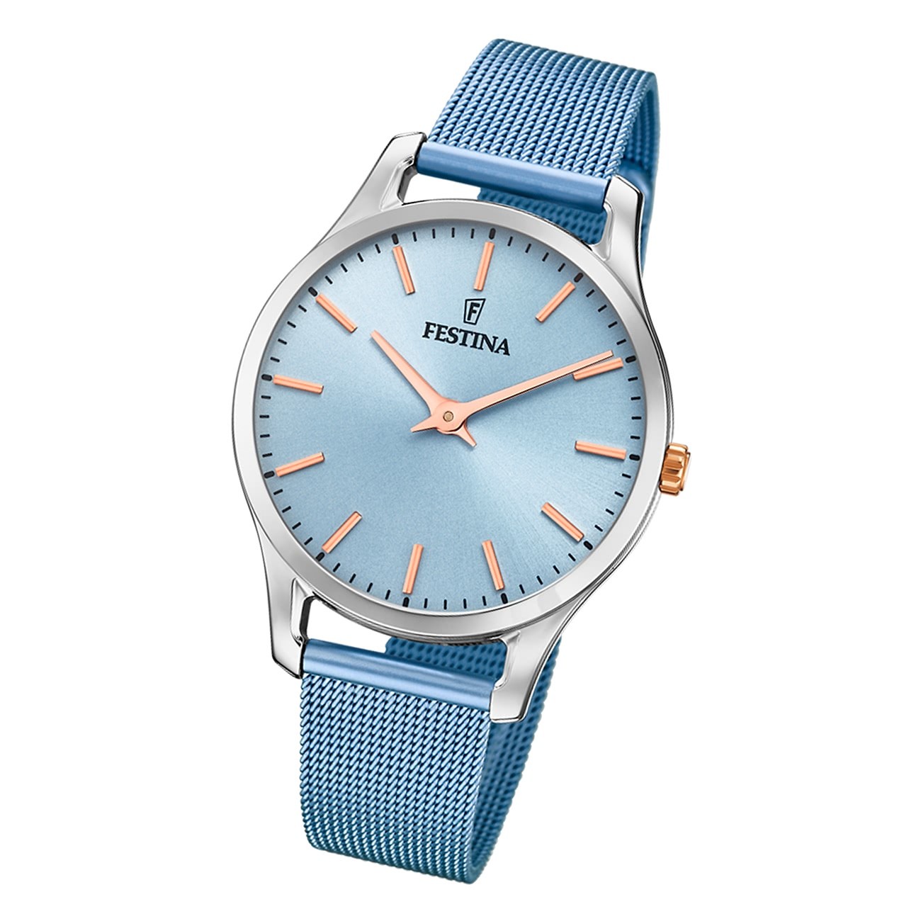 Festina Damen Armbanduhr Boyfriend F20506/2 Analog Edelstahl hellblau UF20506/2