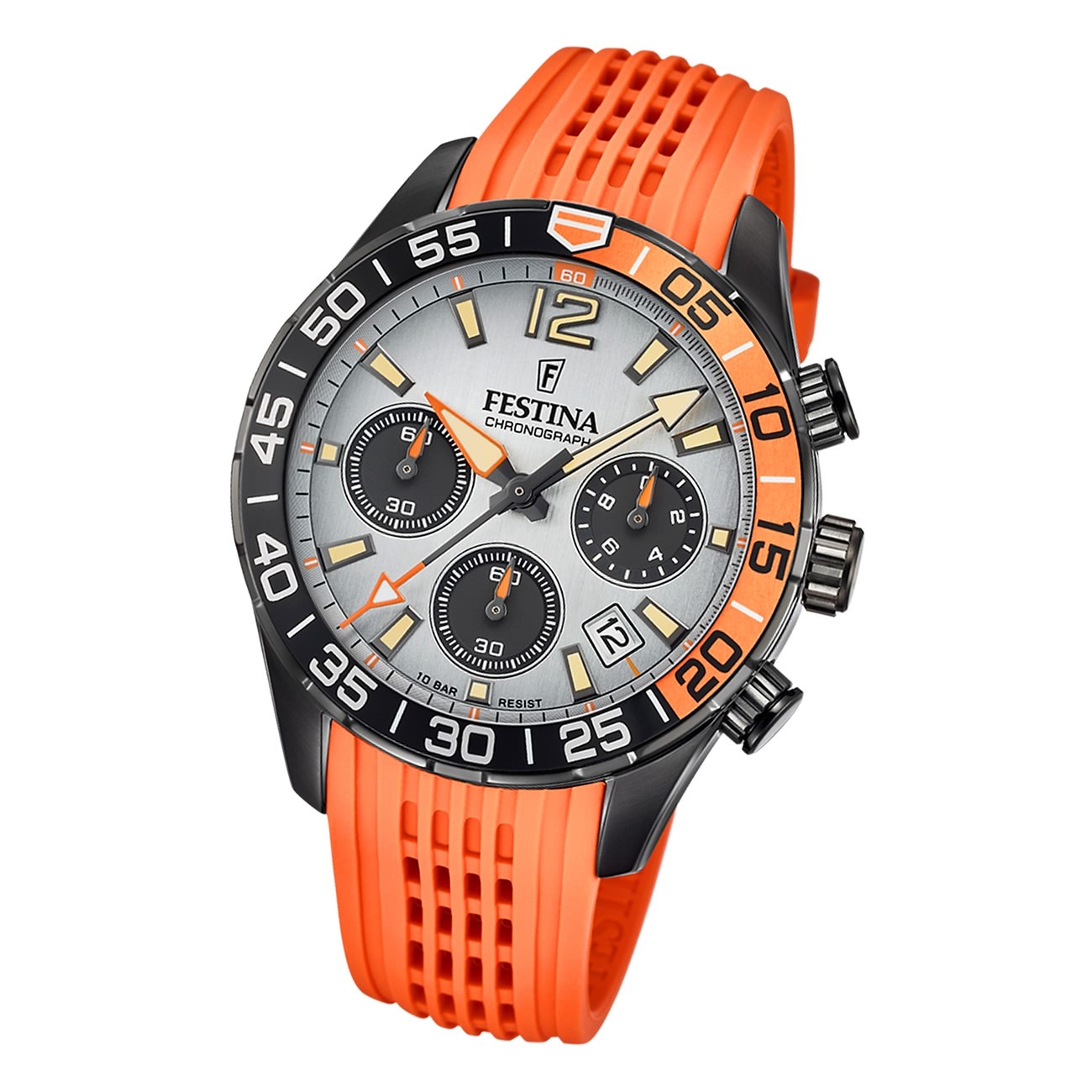 Festina Herren Armbanduhr Chronograph F20518/1 Analog Silikon orange UF20518/1