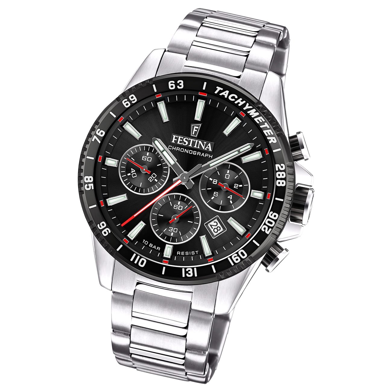 Festina Herrenuhr Timeless Chronograph Armbanduhr Edelstahl silber UF20560/6