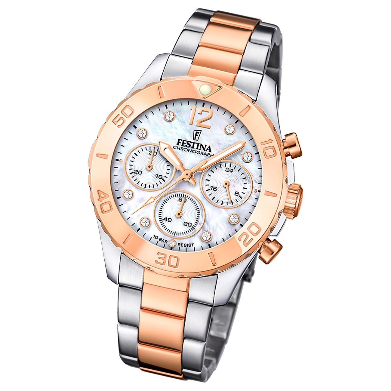 Festina Damenuhr Edelstahl silber rosé Festina Boyfriend Armbanduhr UF20605/1