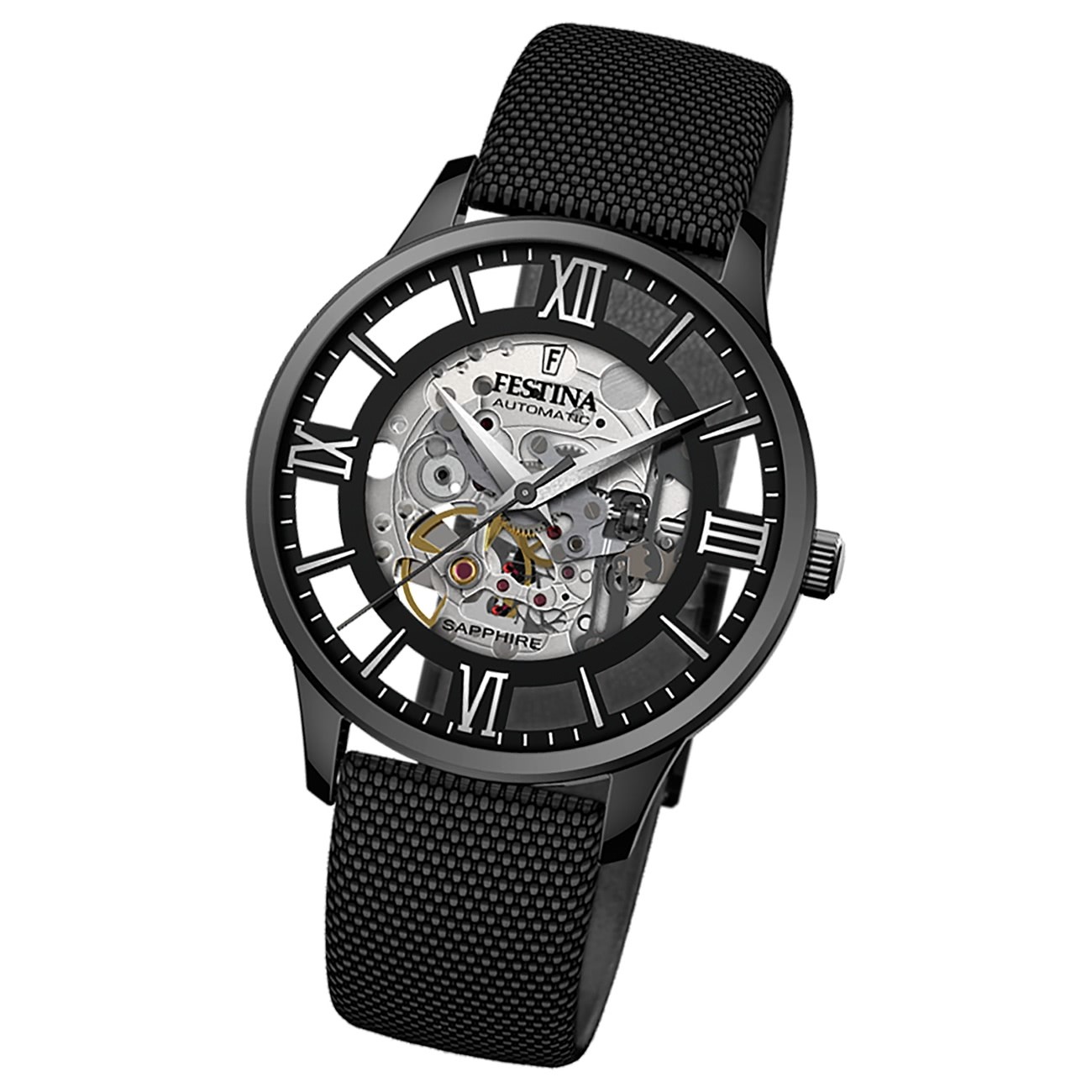 Festina Herrenuhr Automatik F20621/1 Armbanduhr Leder schwarz UF20621/1