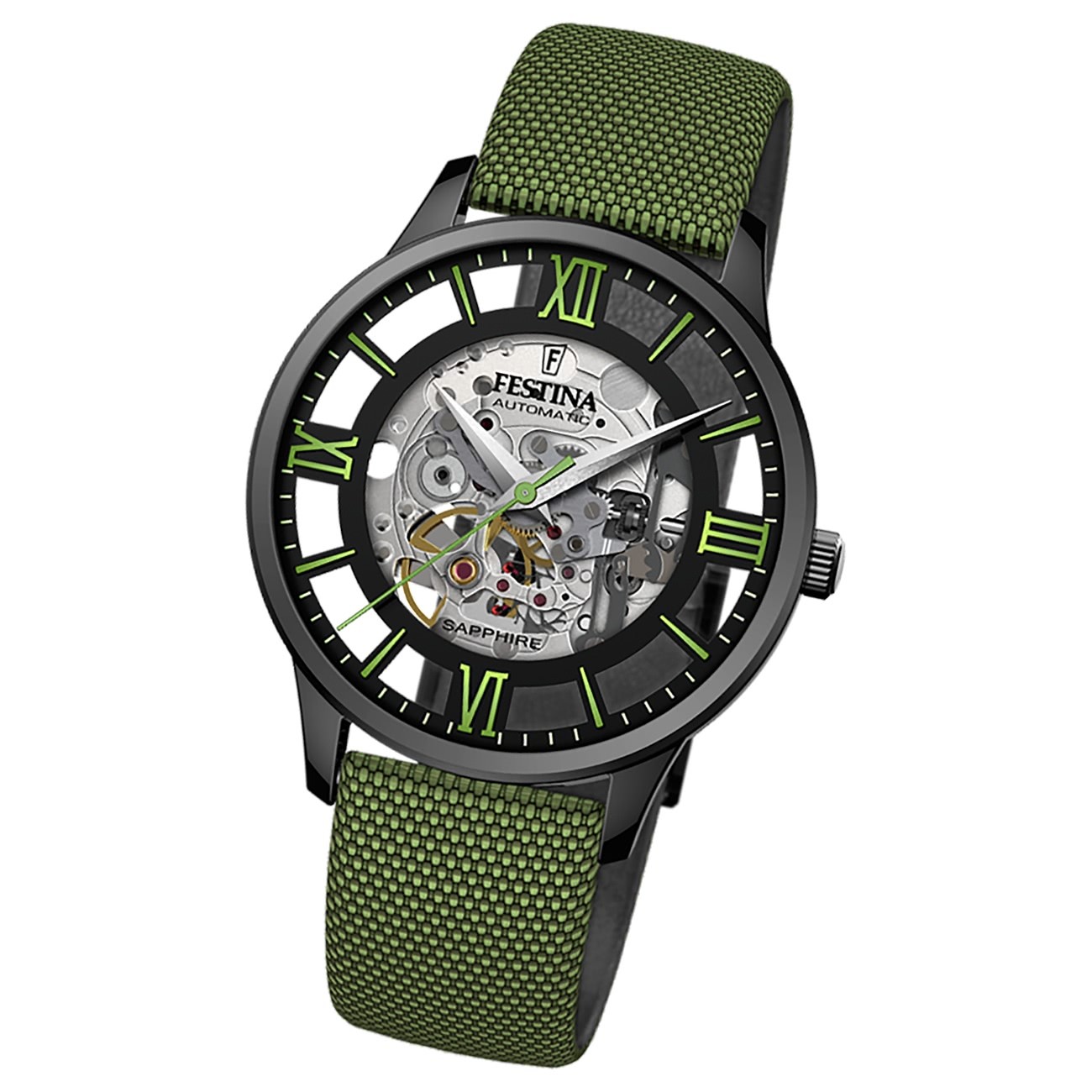 Festina Herrenuhr Automatik F20621/4 Armbanduhr Leder grün UF20621/4