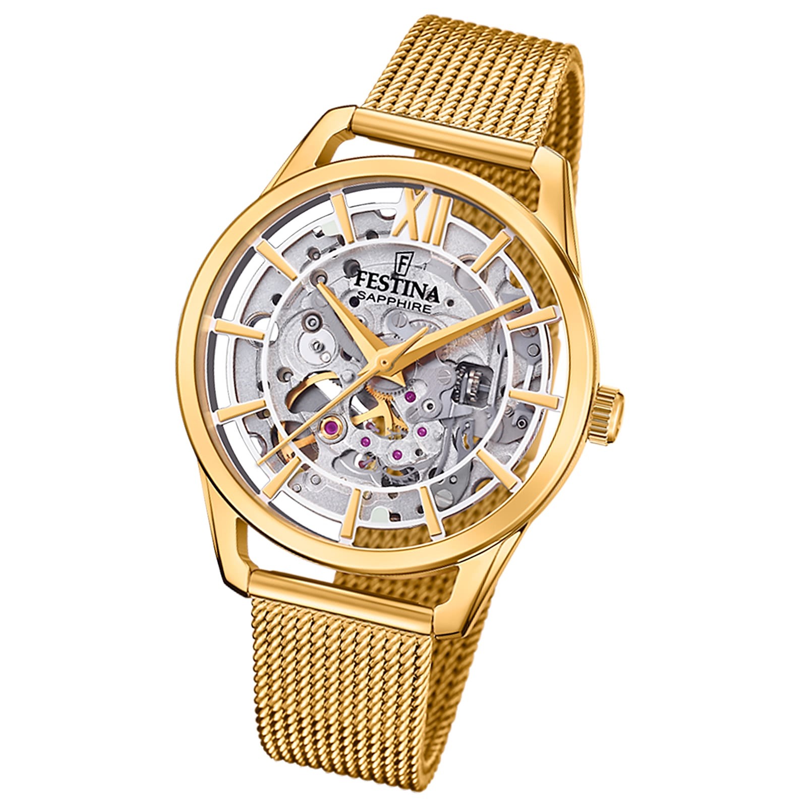 Festina Damenuhr Edelstahl gold Festina Automatik Armbanduhr UF20629/1