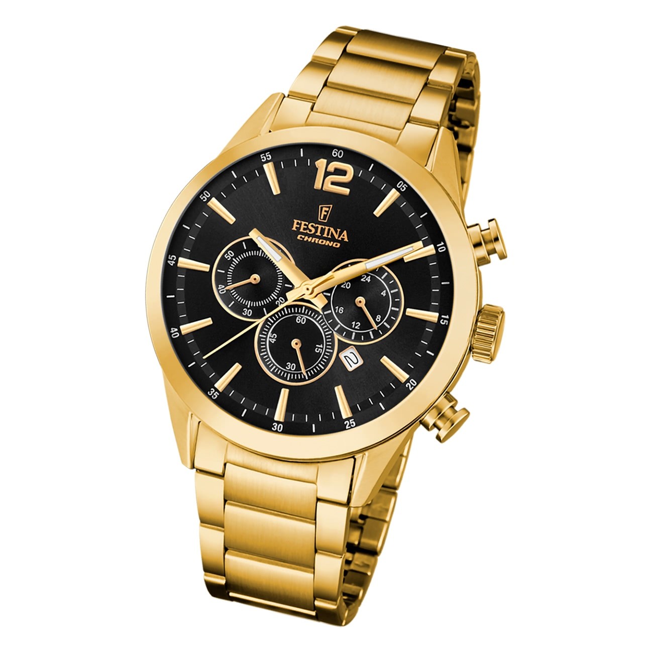 Festina Herrenuhr Edelstahl gold Timeless Chronograph Armbanduhr UF20633/3