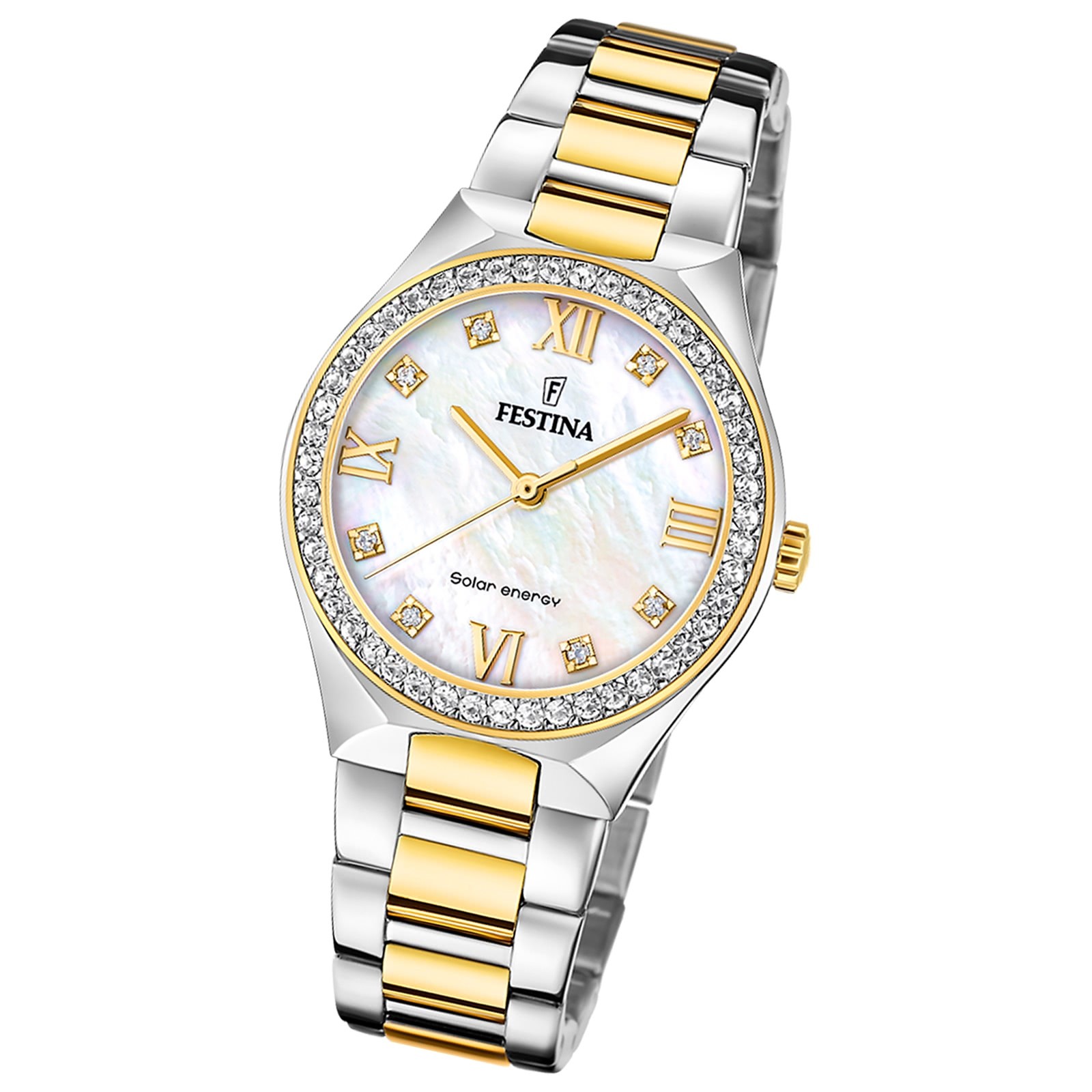 Festina Damenuhr Edelstahl silber gold Festina Solar Energy Solaruhr UF20659/1