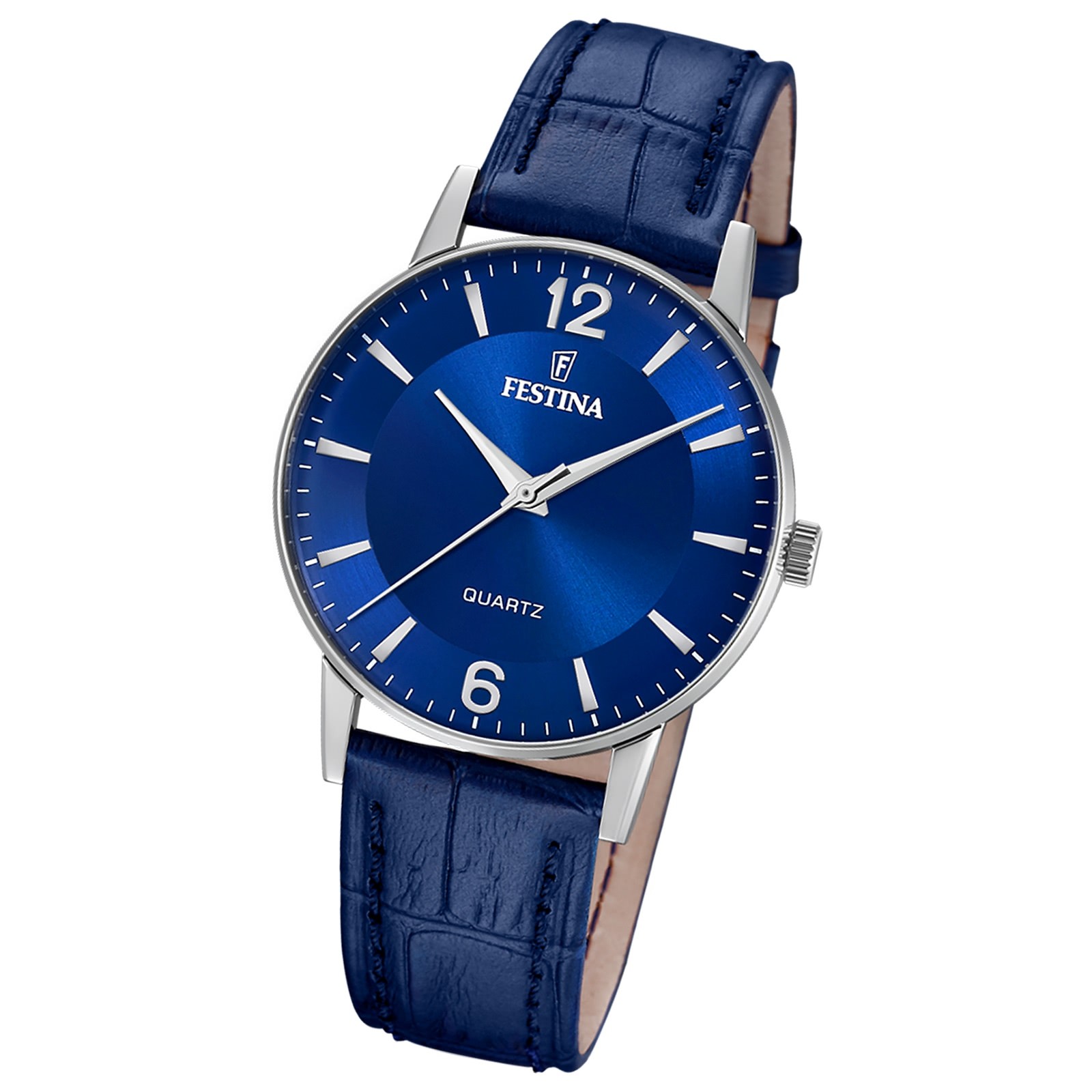 Festina Herrenuhr Klassik Armbanduhr Leder blau UF20690/3
