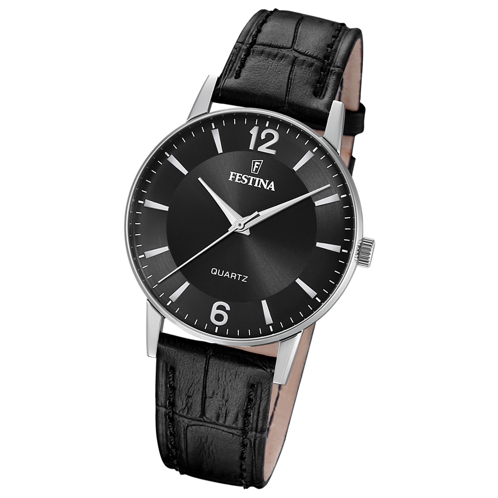 Festina Herrenuhr Klassik Armbanduhr Leder schwarz UF20690/4