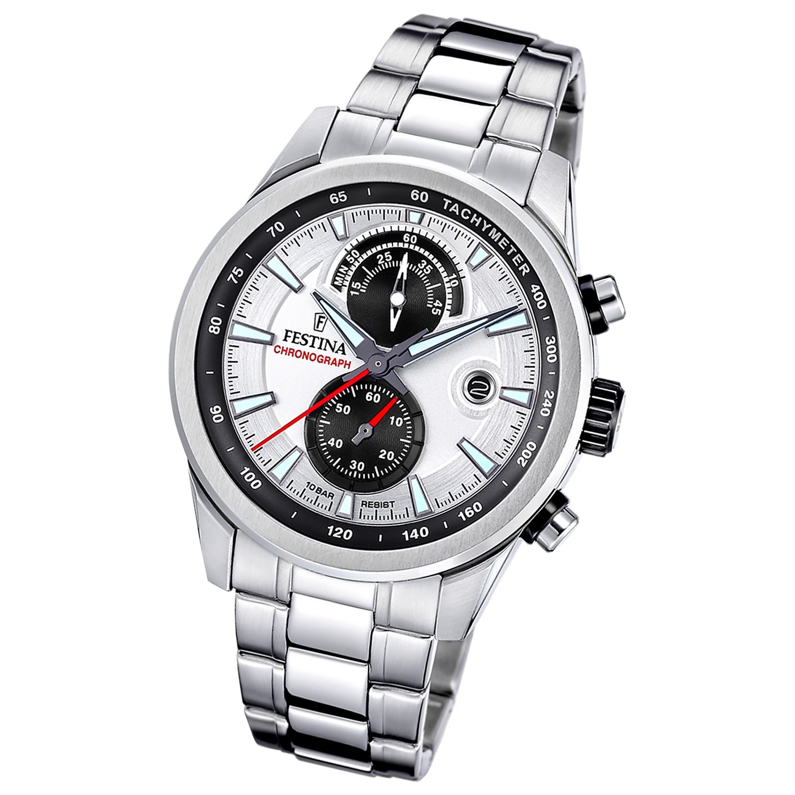 Festina Herrenuhr Timeless Chronograph Armbanduhr Edelstahl silber UF20694/1