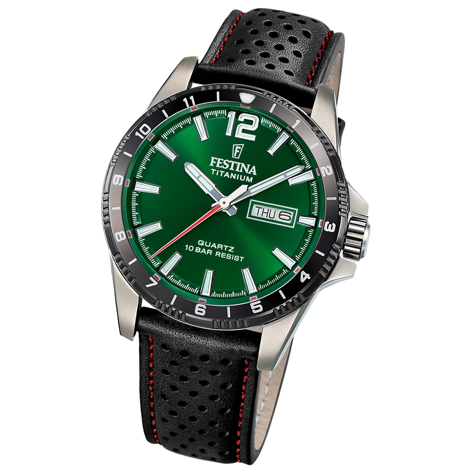 Festina Herrenuhr Titanium Armbanduhr Leder schwarz UF20699/3