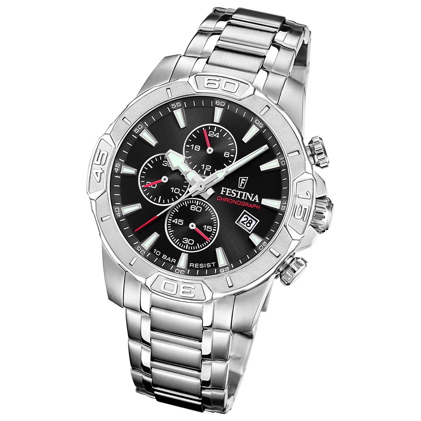 Festina Herrenuhr Timeless Chronograph Armbanduhr Edelstahl silber UF20704/3