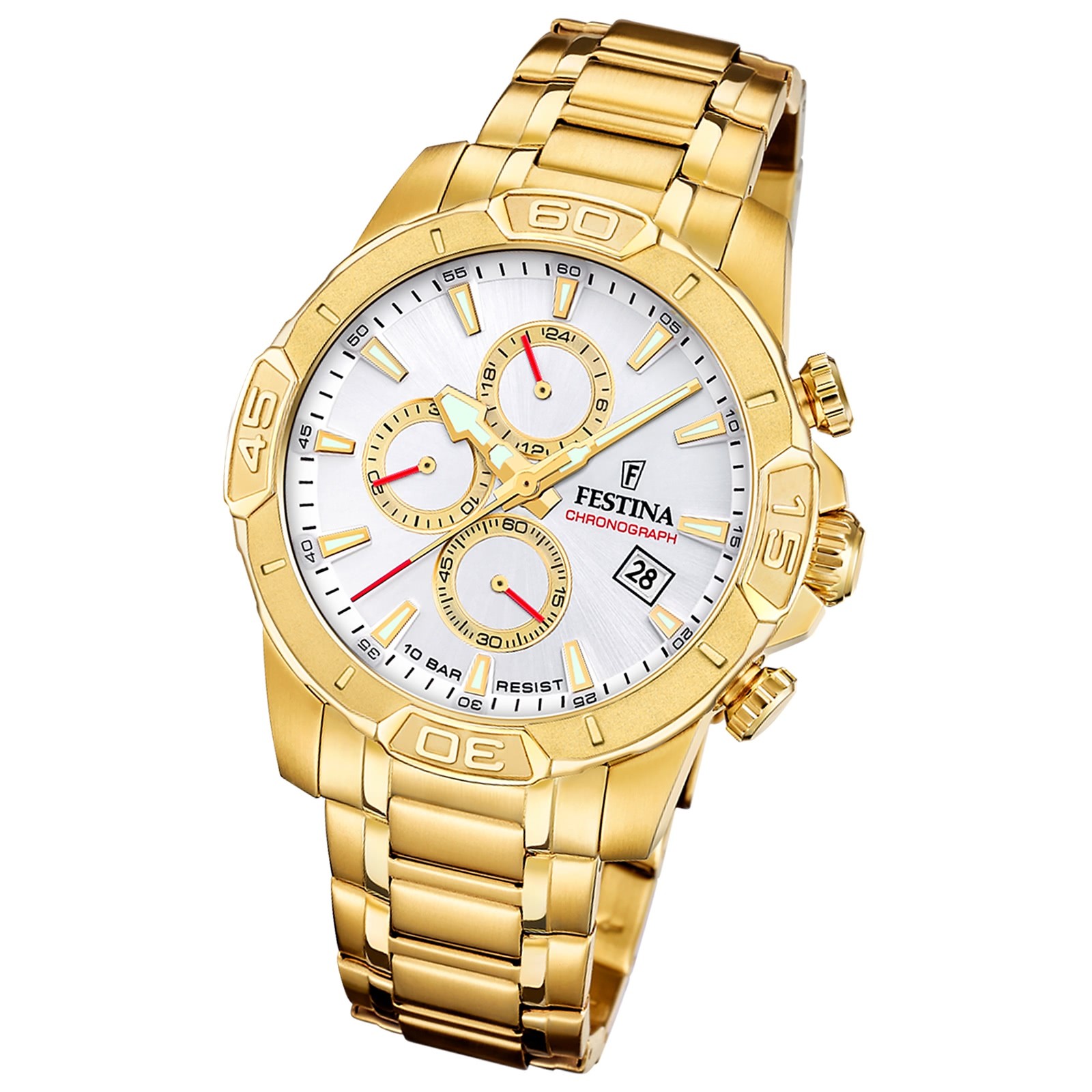 Festina Herrenuhr Timeless Chronograph Armbanduhr Edelstahl gold UF20705/1