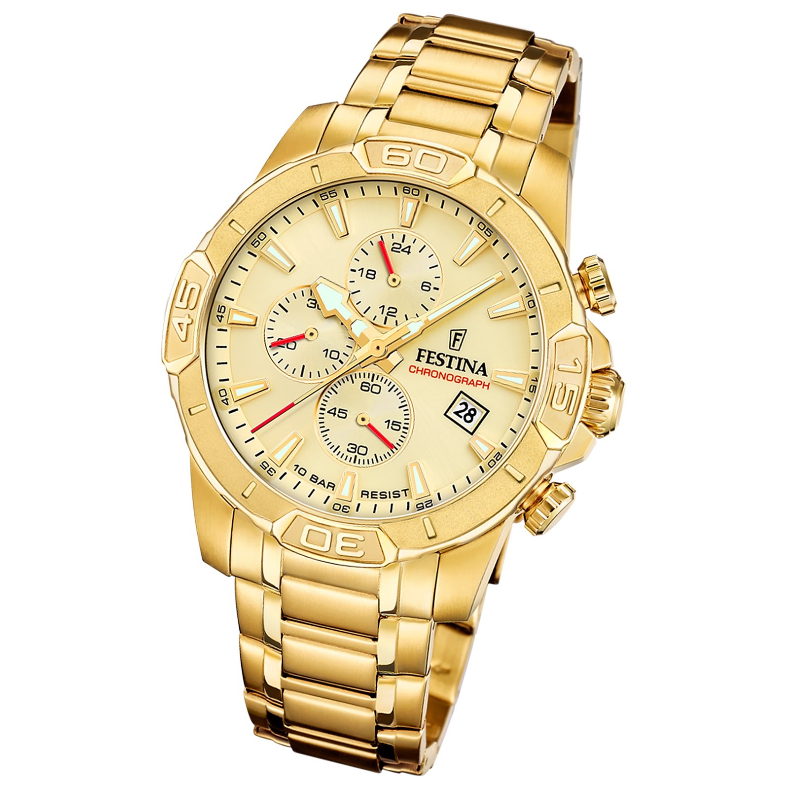 Festina Herrenuhr Timeless Chronograph Armbanduhr Edelstahl gold UF20705/2