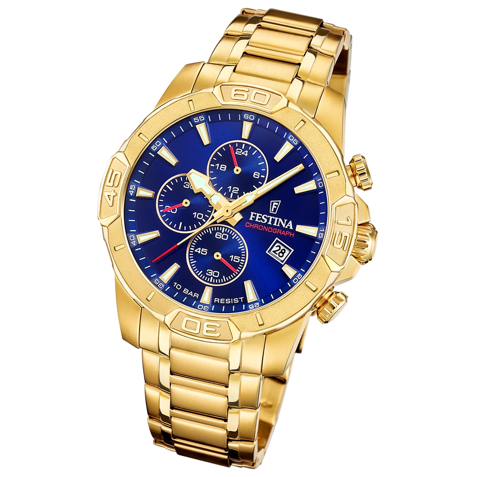 Festina Herrenuhr Timeless Chronograph Armbanduhr Edelstahl gold UF20705/3