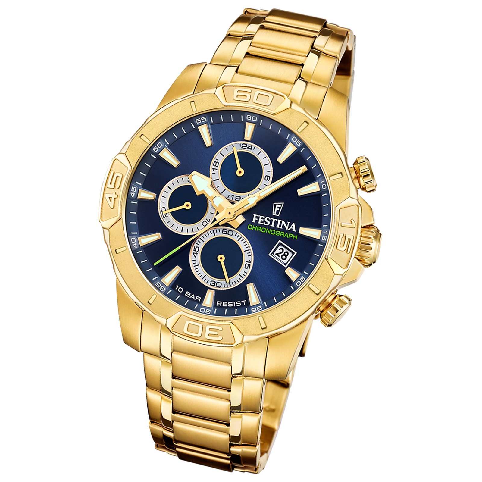 Festina Herrenuhr Timeless Chronograph Armbanduhr Edelstahl gold UF20705/5
