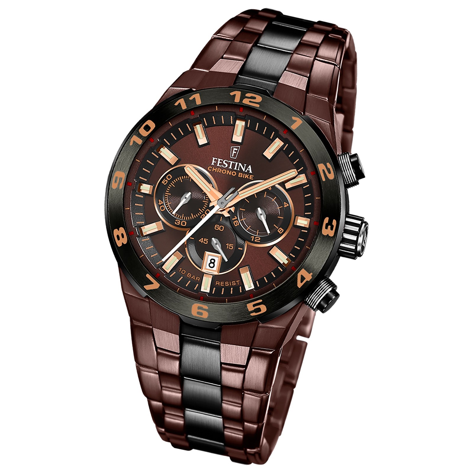 Festina Herrenuhr Chrono Bike Armbanduhr Edelstahl braun schwarz UF20708/1