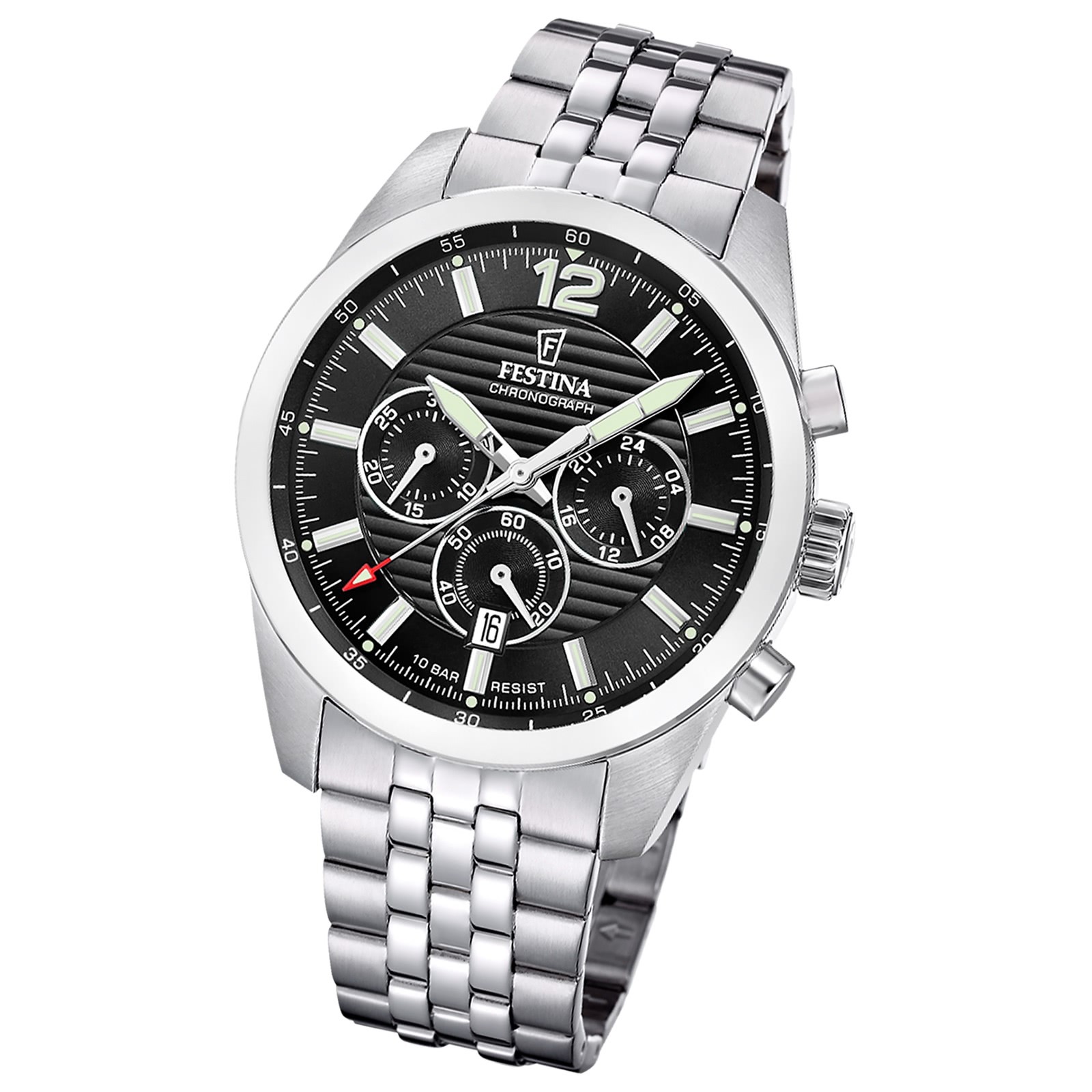Festina Herrenuhr Timeless Chronograph Armbanduhr Edelstahl silber UF20742/3