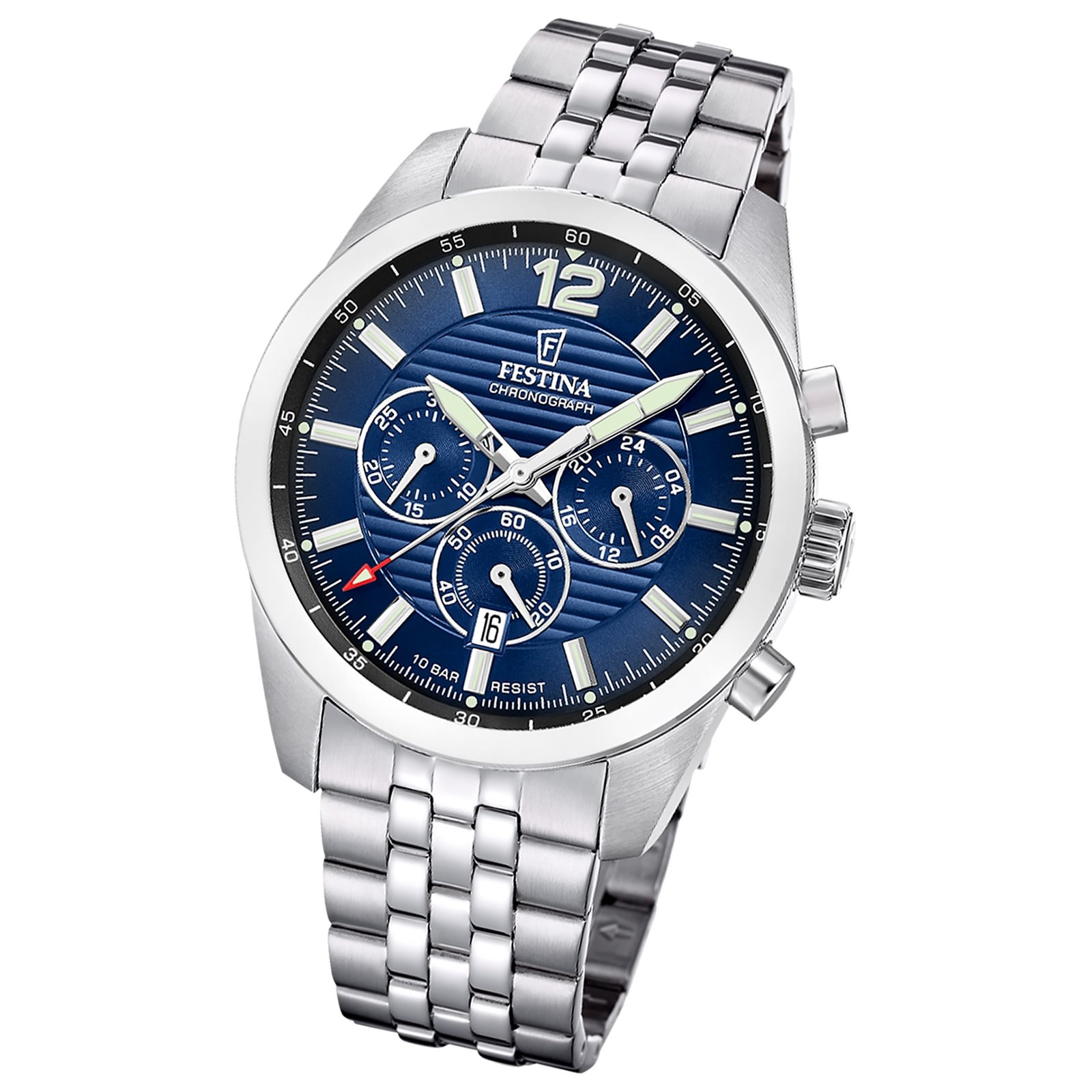 Festina Herrenuhr Timeless Chronograph Armbanduhr Edelstahl silber UF20742/4