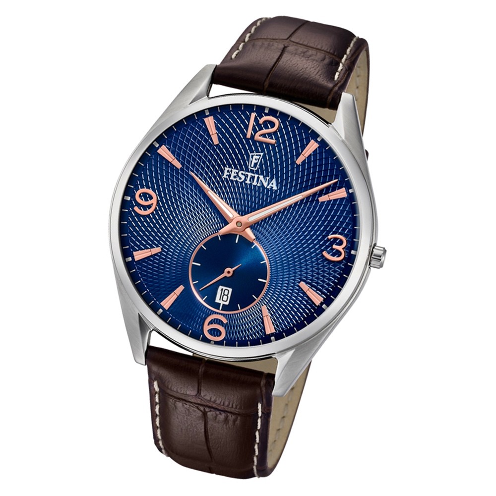 Festina Herren Armbanduhr Retro F6857/8 Quarz Leder braun UF6857/8