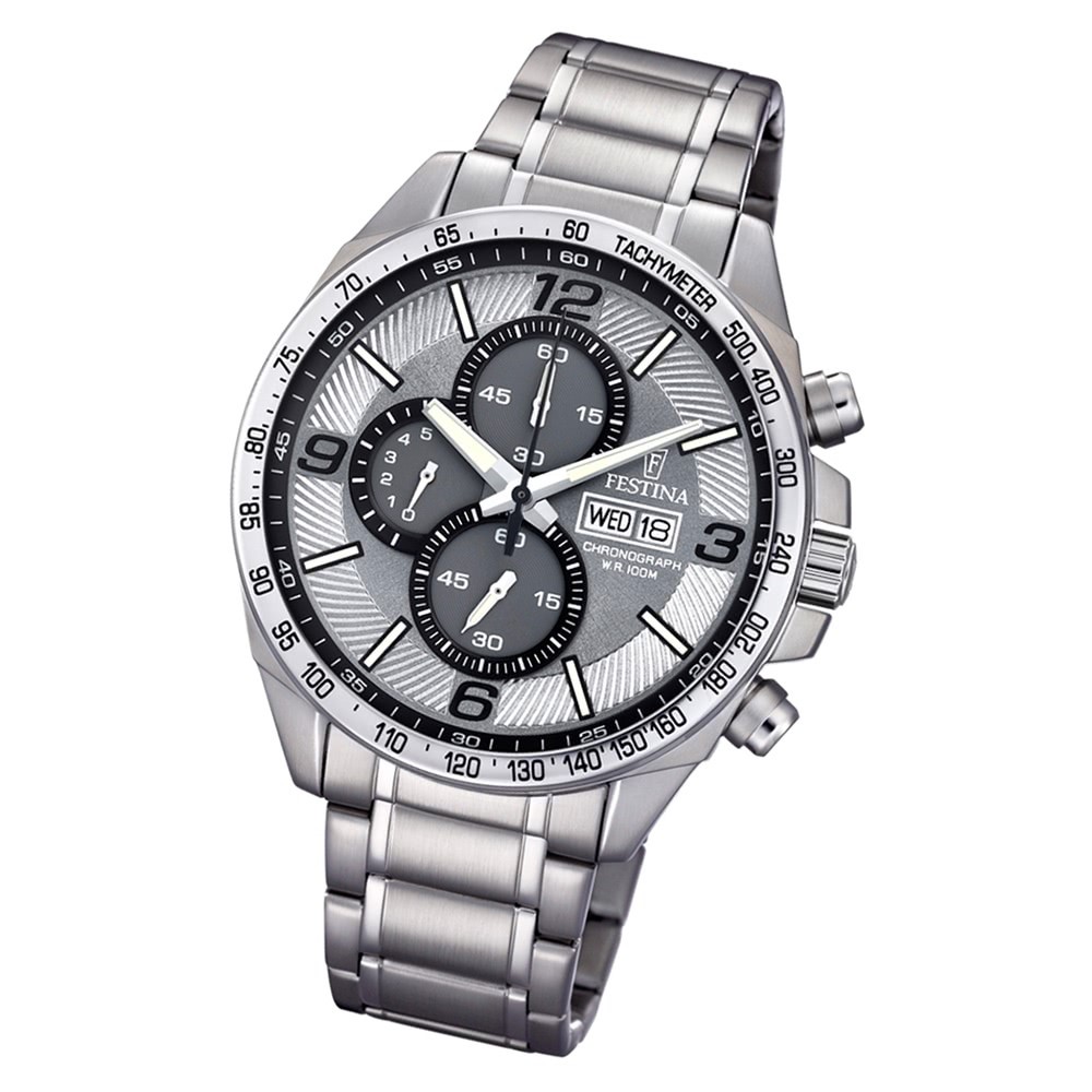 Festina Herren Armbanduhr Chronograph F6861/2 Quarz Edelstahl UF6861/2