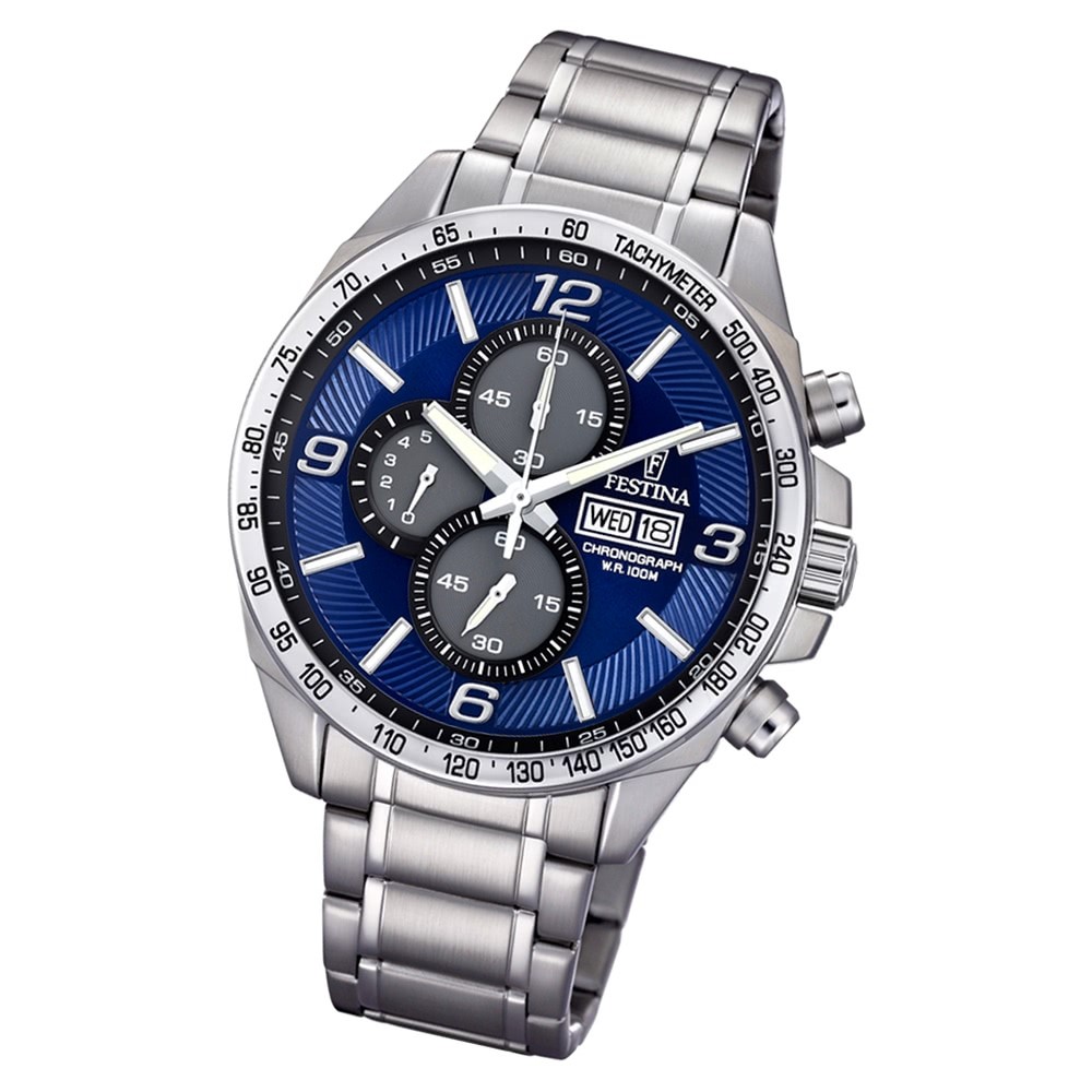 Festina Herren Armbanduhr Chronograph F6861/3 Quarz Edelstahl UF6861/3