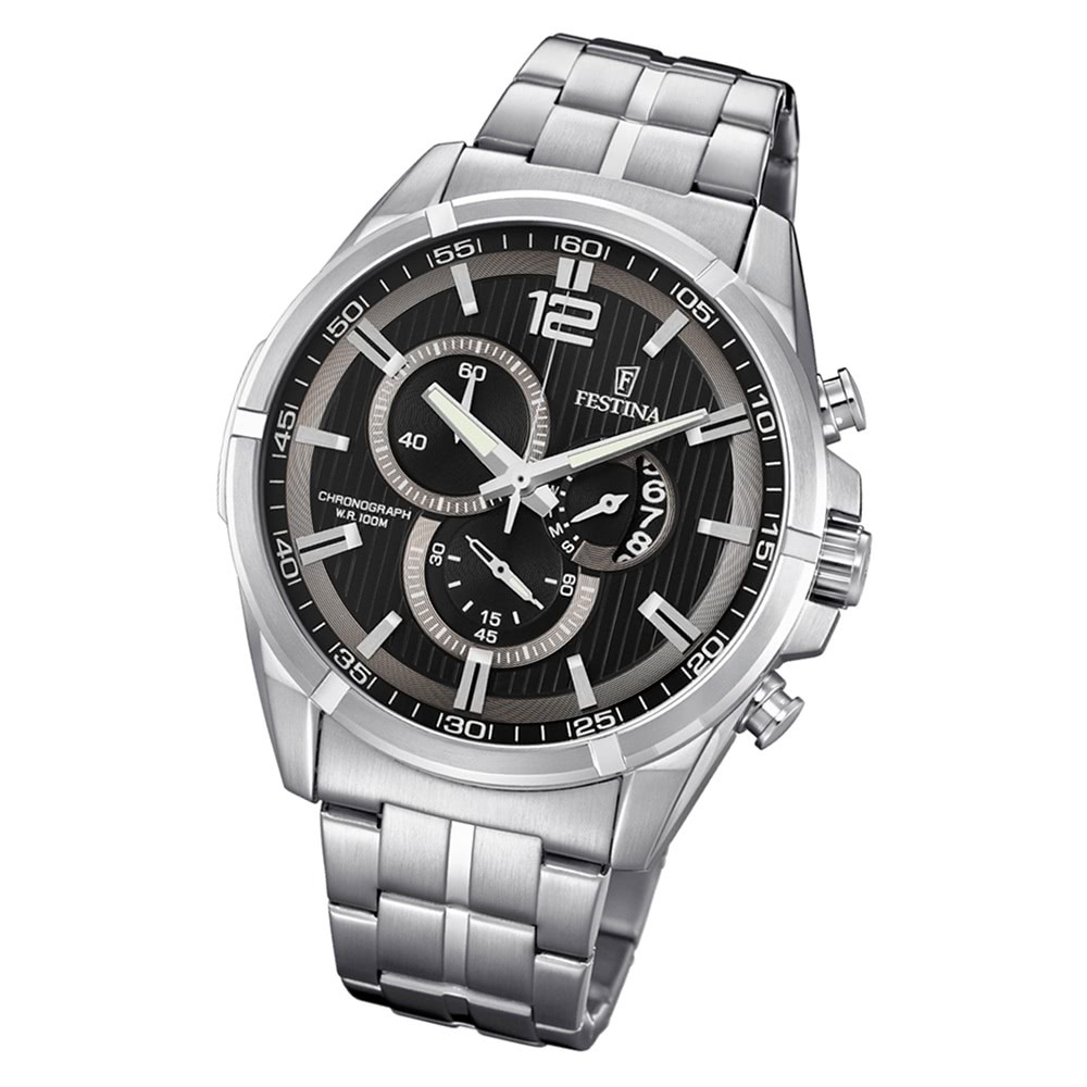 Festina Herrenuhr Chronograph Sport F6865/4 Quarz Edelstahl silber UF6865/4