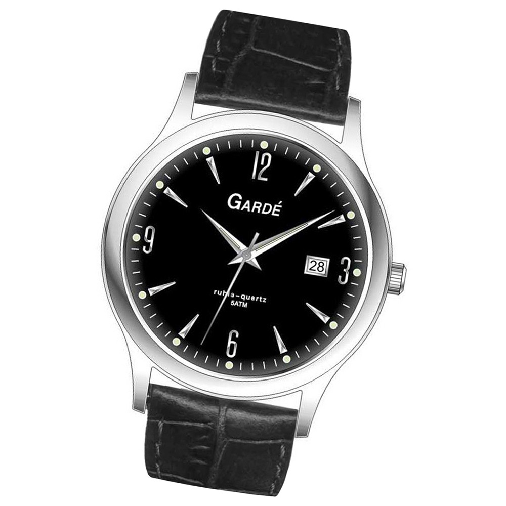 GARDE Herren-Uhr Quarzuhr Elegance 11287 Leder-Armbanduhr UGA11287