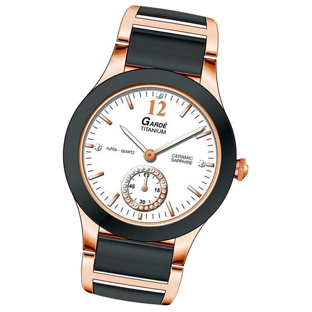 GARDE Damen-Uhr Quarzuhr Elegance 21828 Titan Keramik-Armbanduhr UGA21828