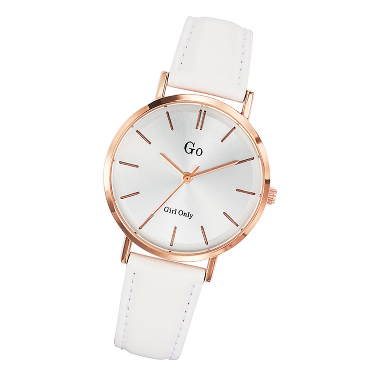 Girl Only Damen Armbanduhr GO 698943 Analog Quarz Uhr Leder weiß UGO698943