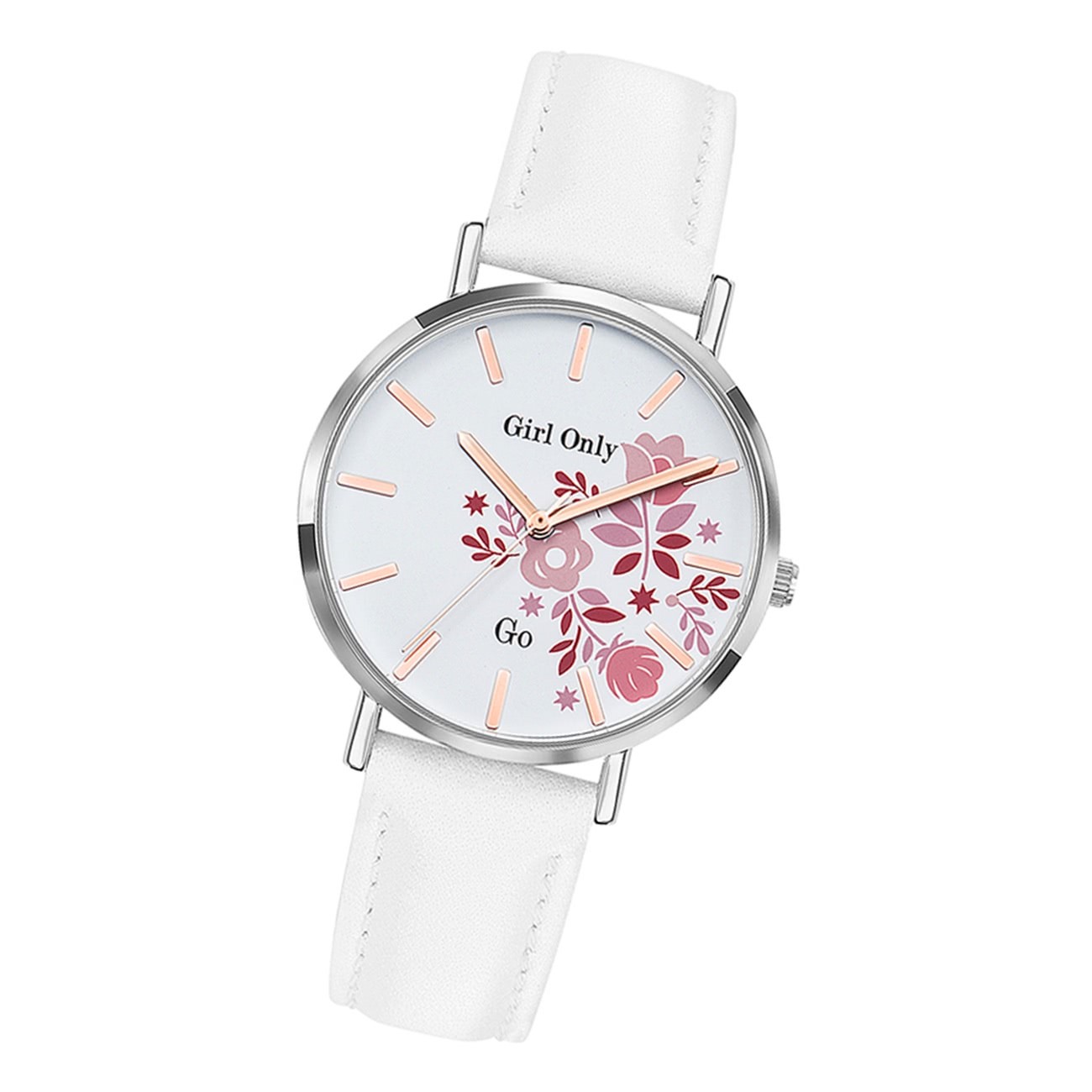 Girl Only GO Damenuhr Analog Quarzuhr mit Lederarmband weiß UGO699011