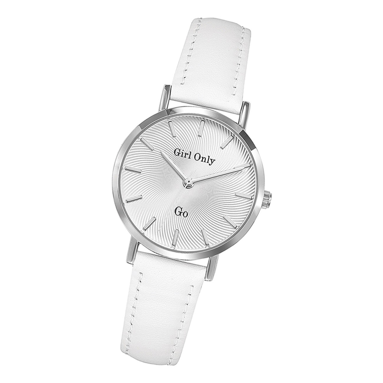 Girl Only GO Damenuhr Analog Quarzuhr mit Lederarmband weiß UGO699048