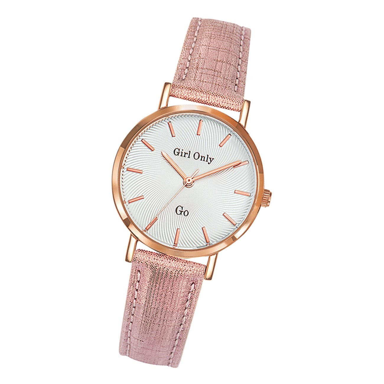 Girl Only GO Damenuhr Analog Quarzuhr mit Lederarmband rosa UGO699073