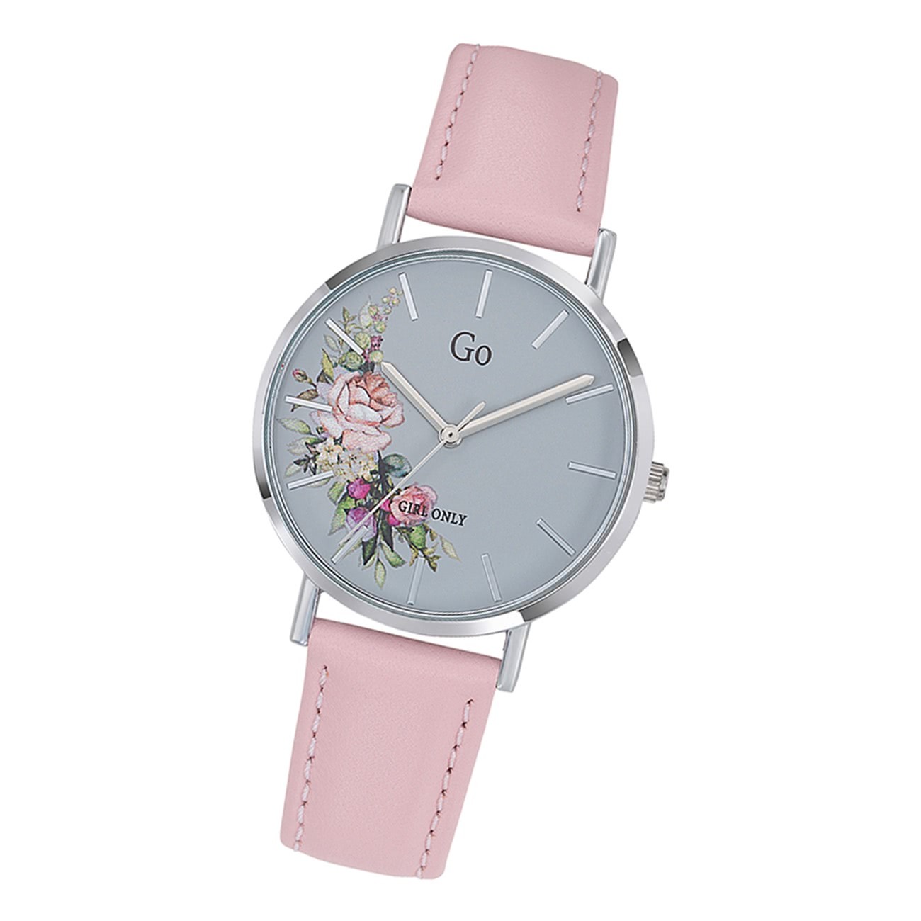 Girl Only Damen Armbanduhr GO 699260 Analog Quarz Uhr Leder rosa UGO699260