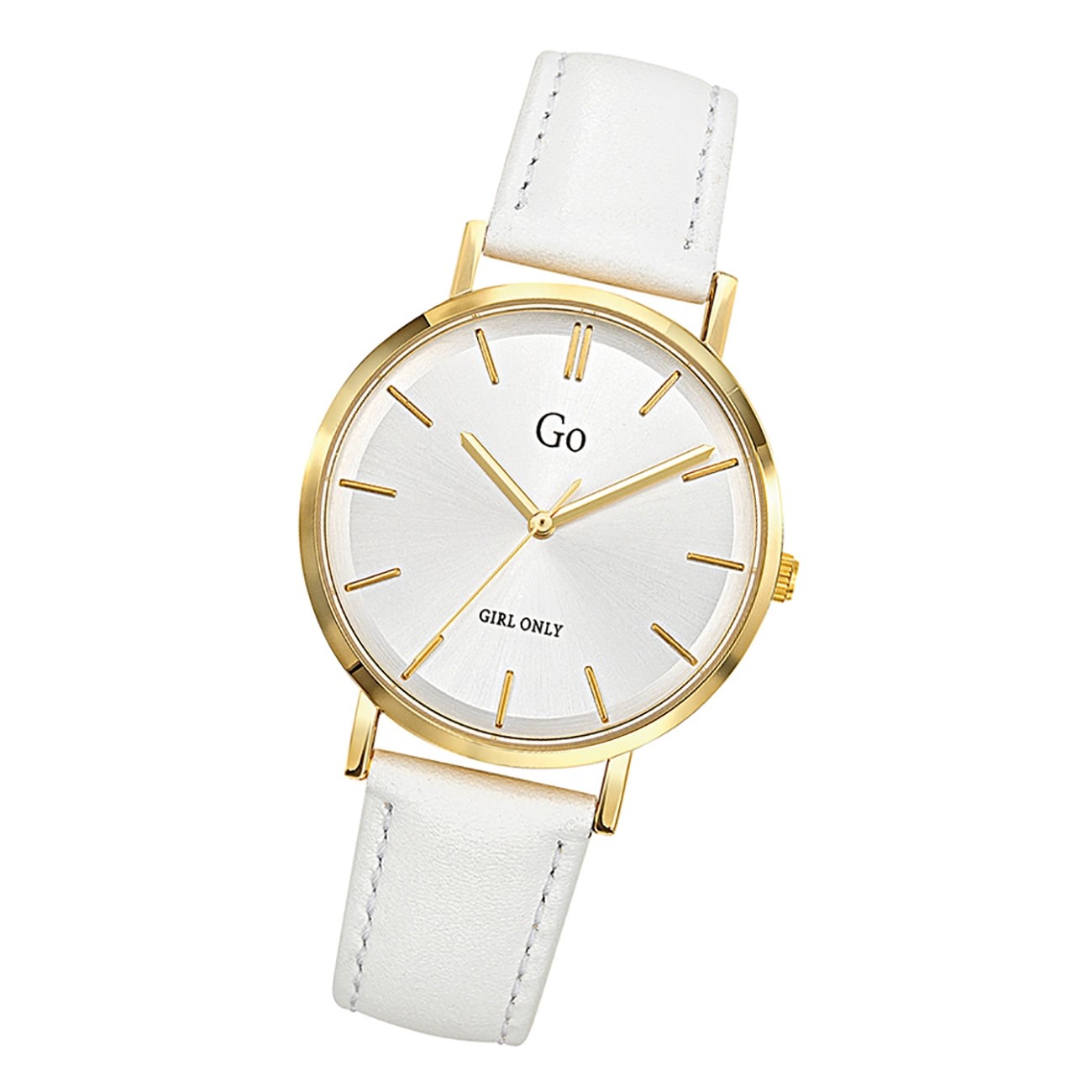 Girl Only GO Damenuhr Analog Quarzuhr mit Lederarmband weiß UGO699294