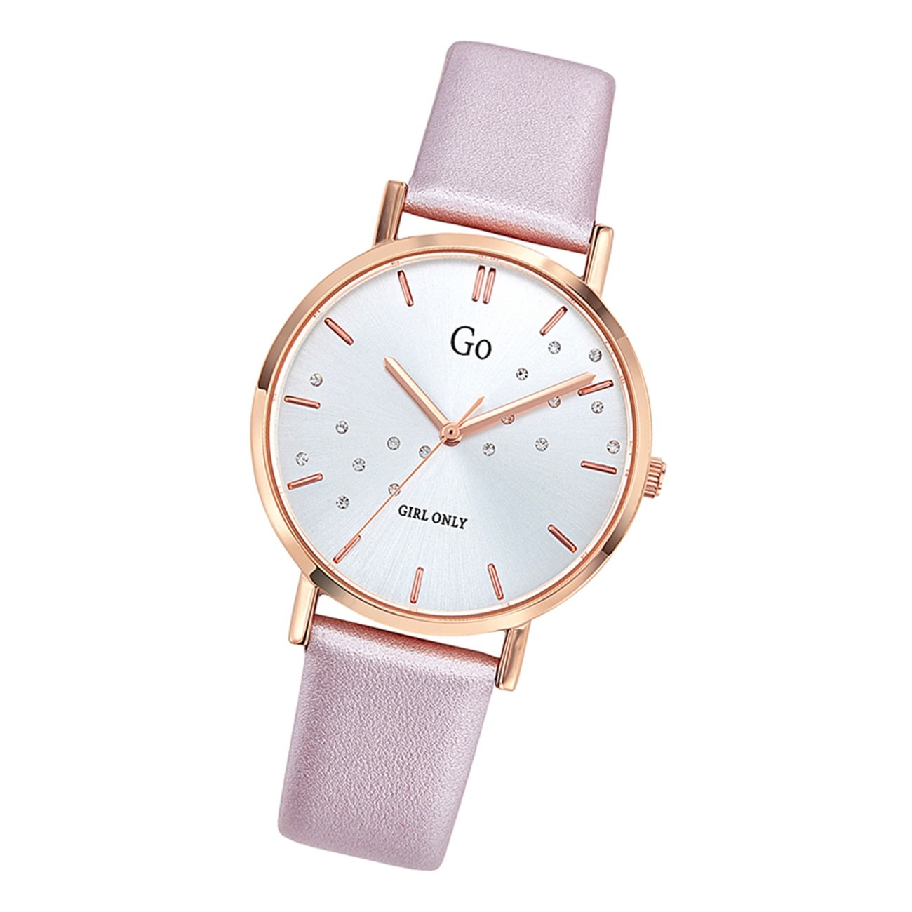 Girl Only Damen Armbanduhr GO 699303 Analog Quarz Uhr Leder rosa UGO699303