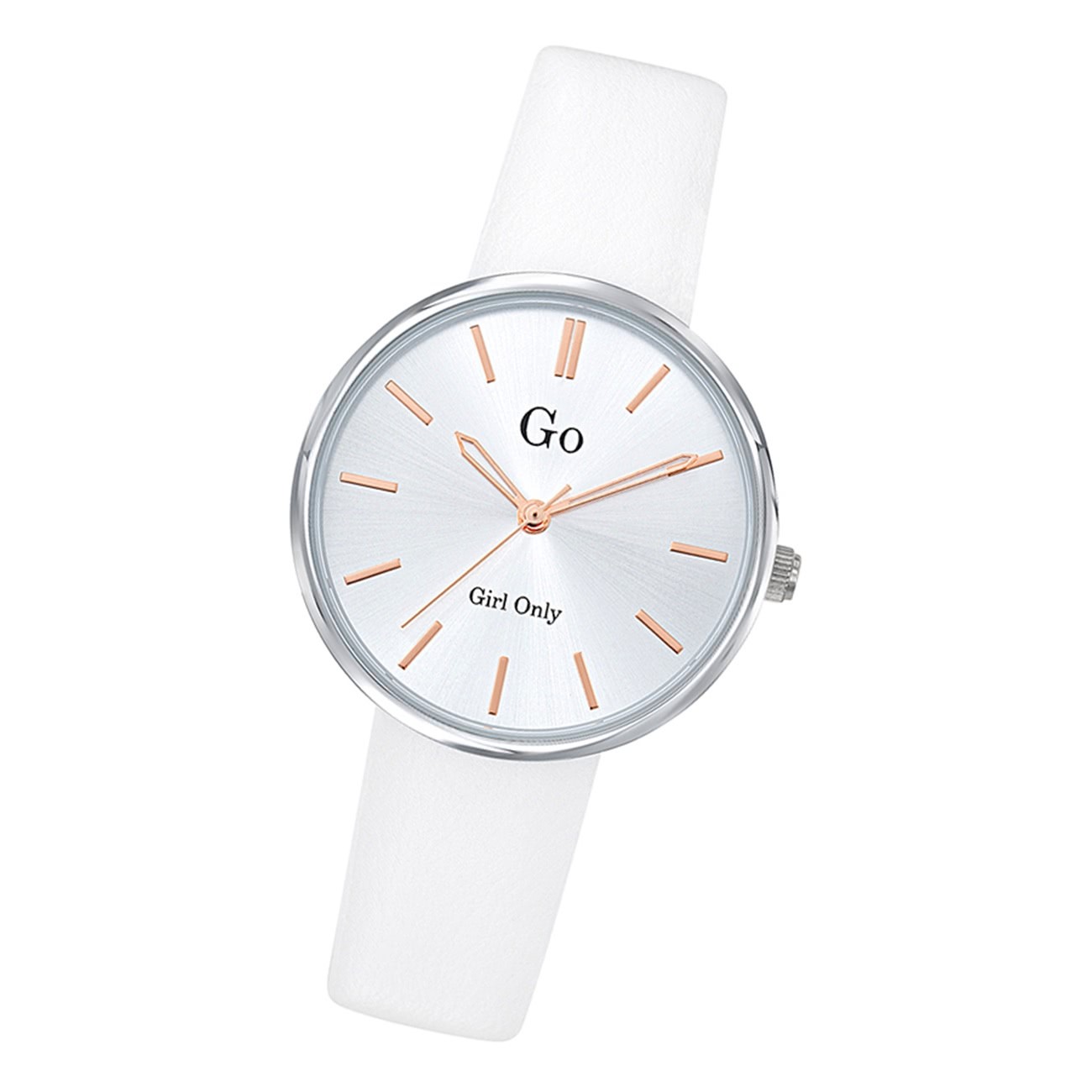 Girl Only GO Damenuhr Analog Quarzuhr mit Lederarmband weiß UGO699313