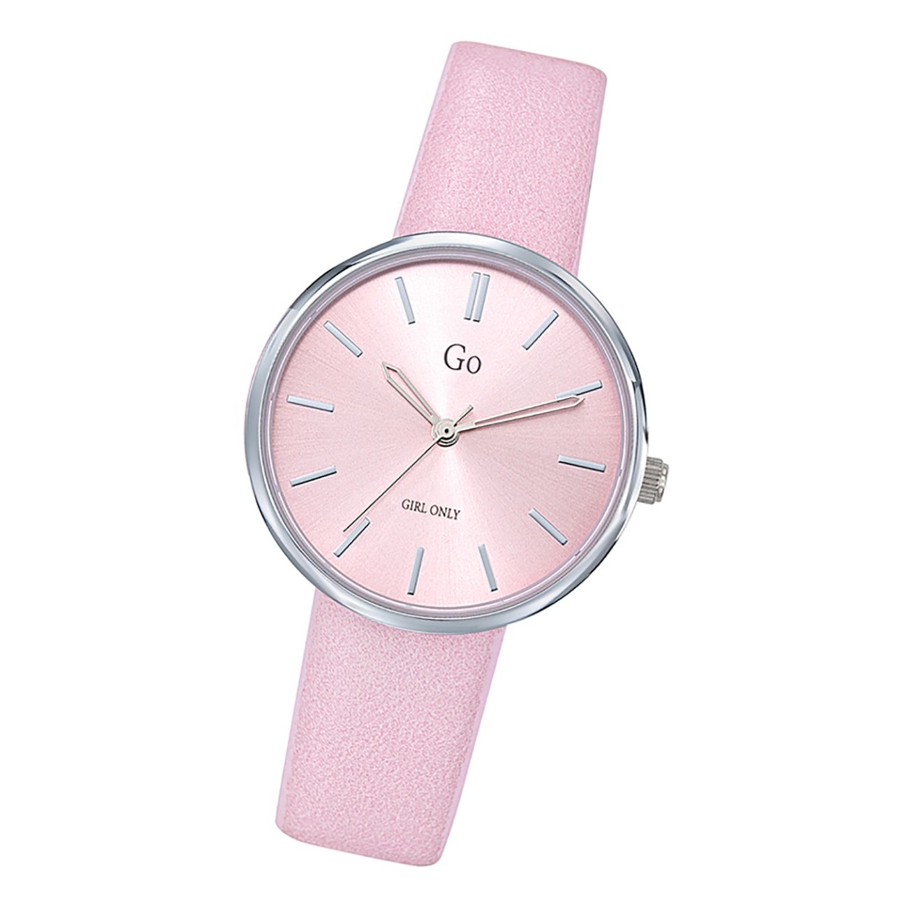 Girl Only Damen Armbanduhr GO 699314 Analog Quarz Uhr Leder rosa UGO699314