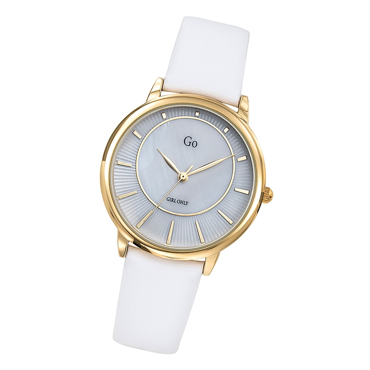 Girl Only GO Damenuhr Analog Quarzuhr mit Lederarmband weiß UGO699323