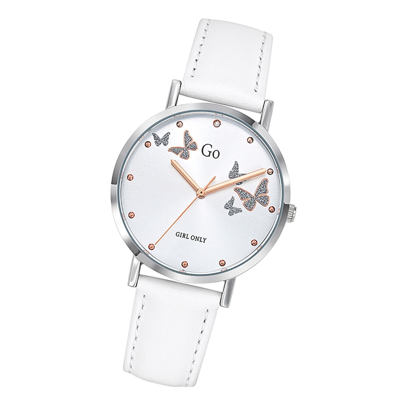 Girl Only GO Damenuhr Analog Quarzuhr mit Lederarmband weiß UGO699346