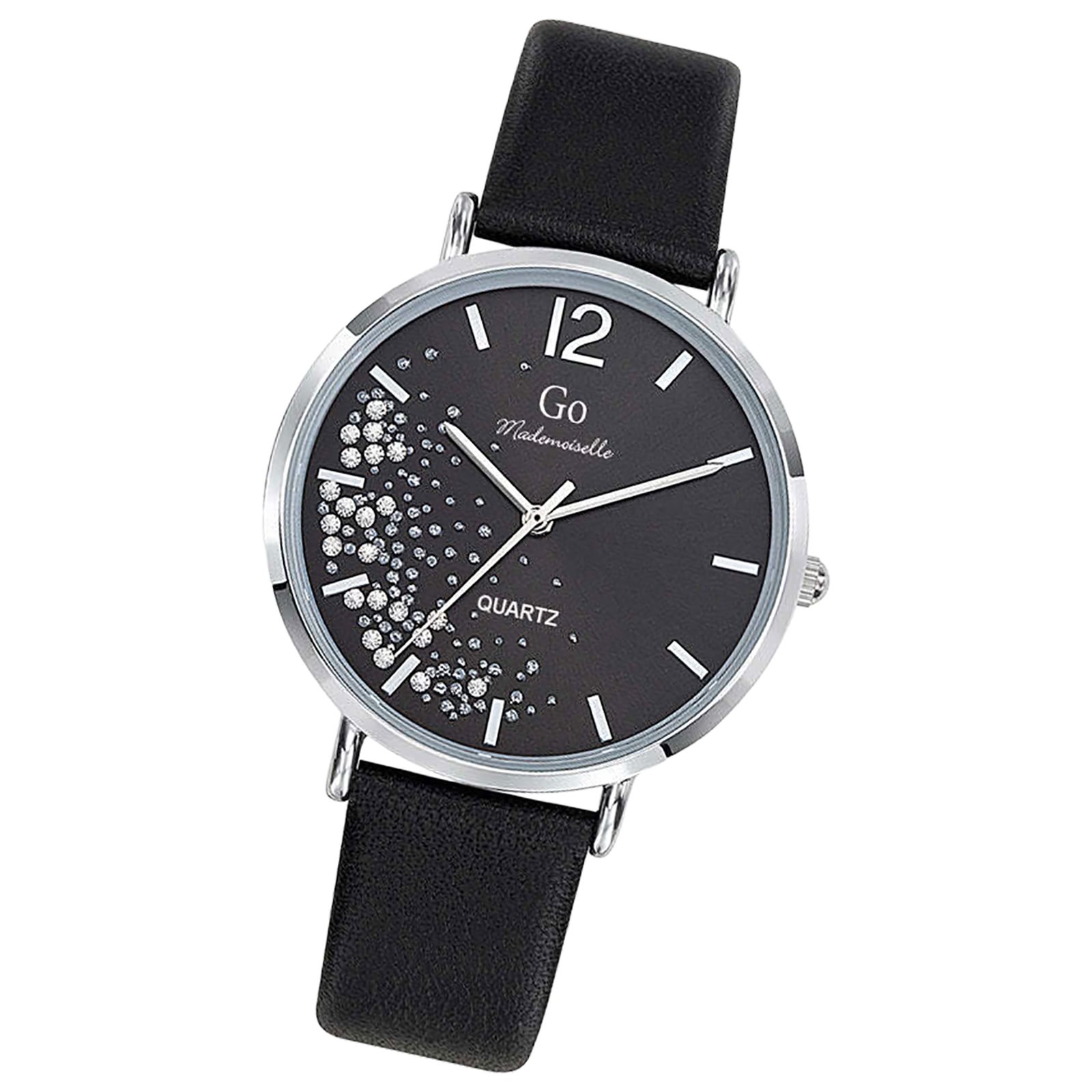 Girl Only GO Damen Armbanduhr Mademoiselle Quarz-Uhr Leder schwarz UGO699355