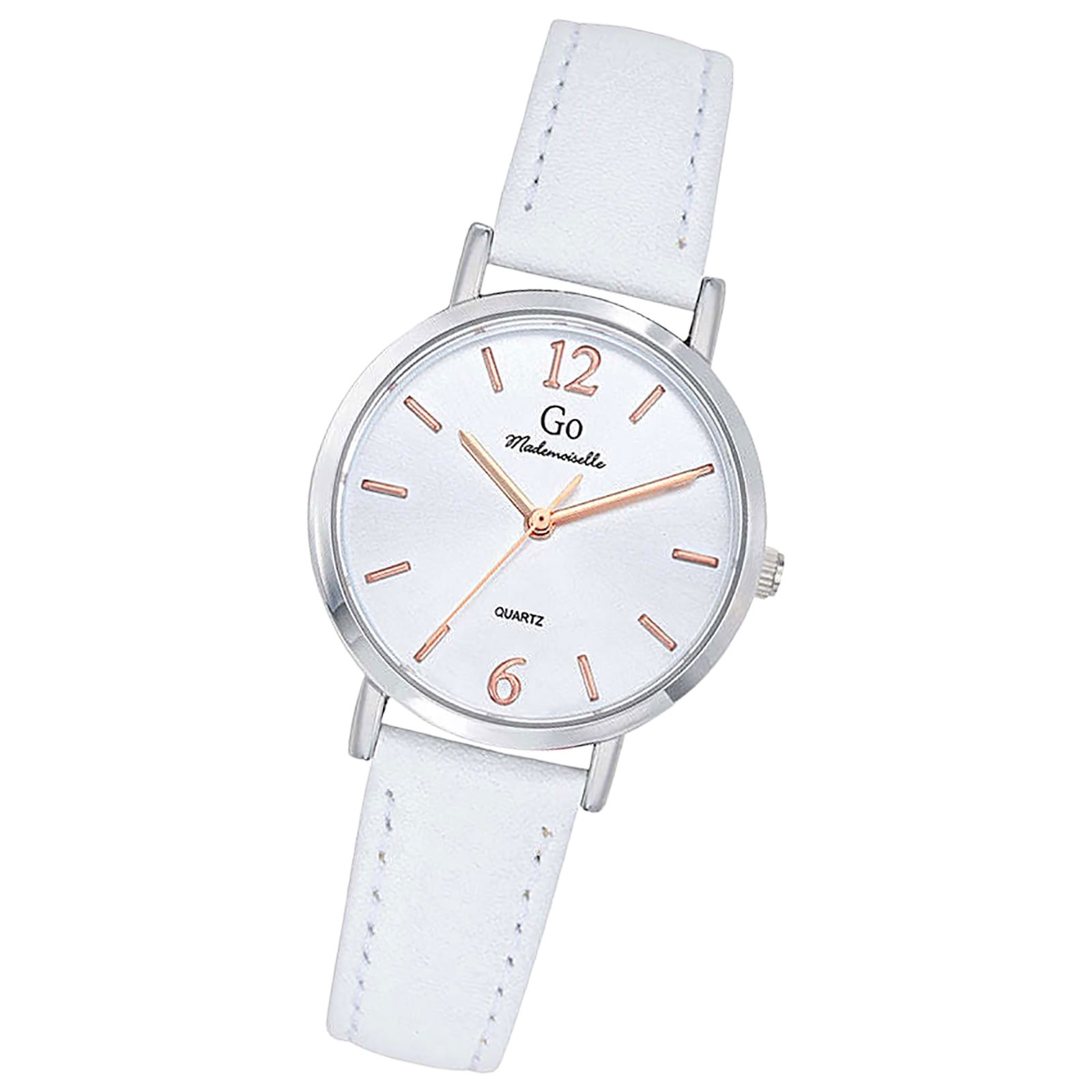 Girl Only GO Damen Armbanduhr Mademoiselle Quarz-Uhr Leder weiß UGO699478