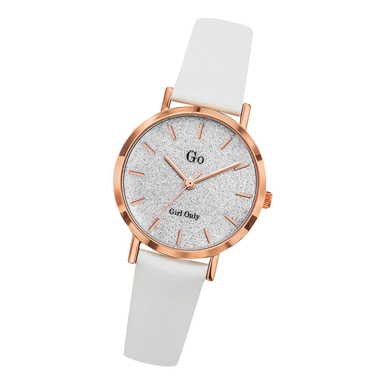 Girl Only GO Damenuhr Analog Quarzuhr mit Lederarmband weiß UGO699901