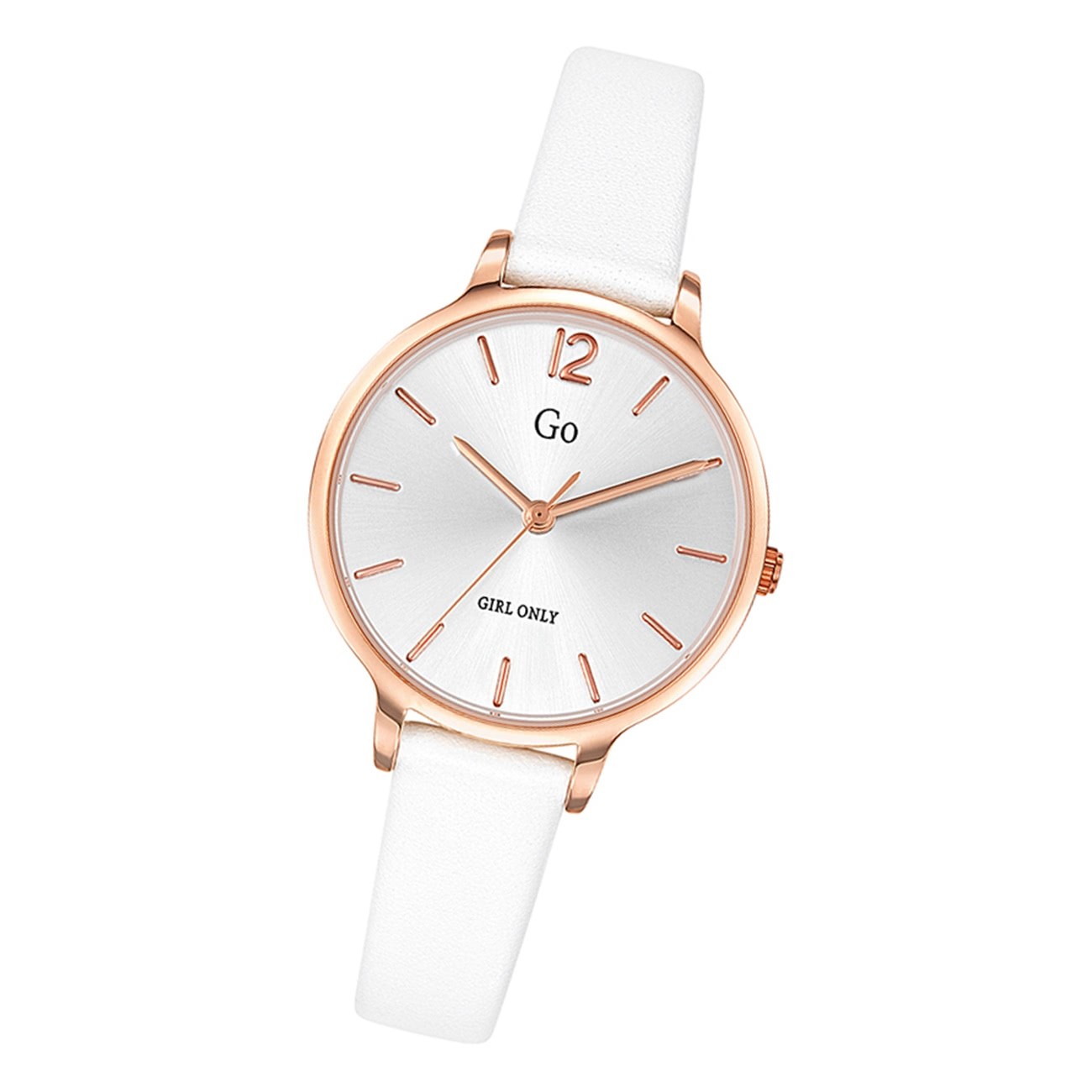 Girl Only GO Damenuhr Analog Quarzuhr mit Lederarmband weiß UGO699945